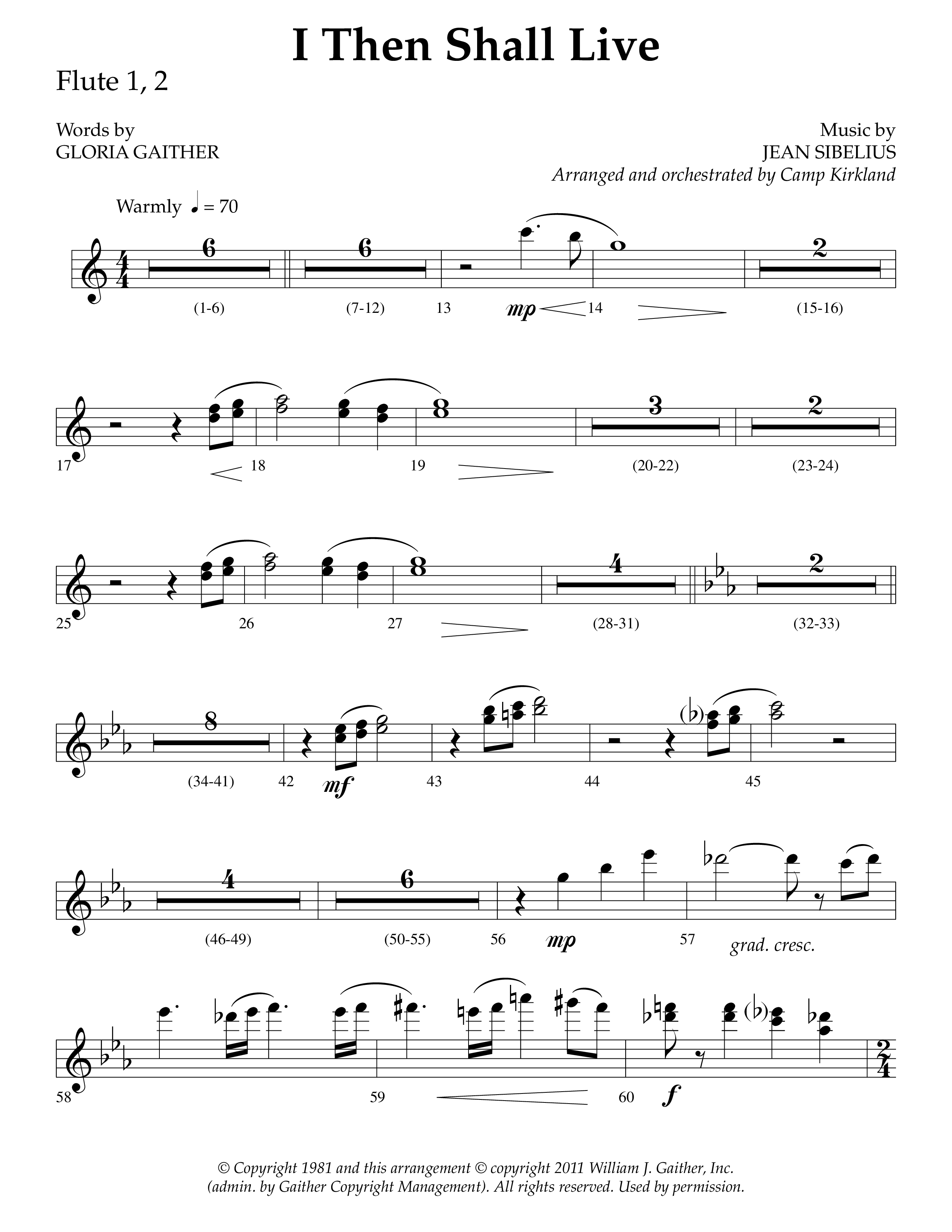I Then Shall Live (Finlandia) (Choral Anthem SATB) Flute 1/2 (Lifeway Choral / Arr. Camp Kirkland)