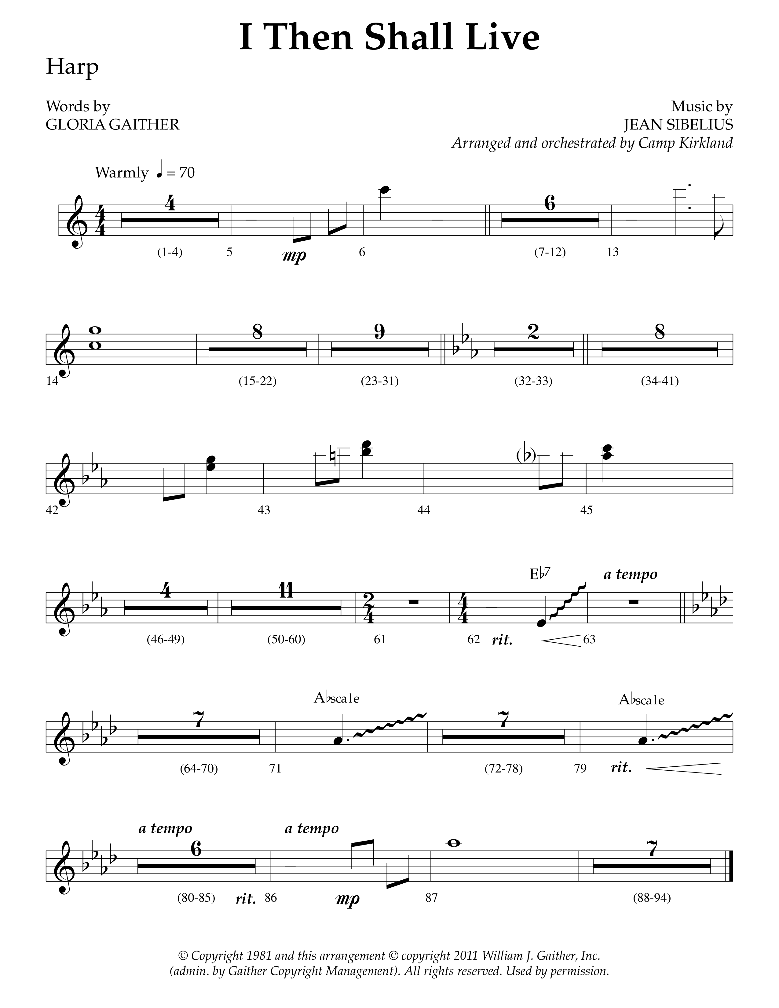 I Then Shall Live (Finlandia) (Choral Anthem SATB) Harp (Lifeway Choral / Arr. Camp Kirkland)