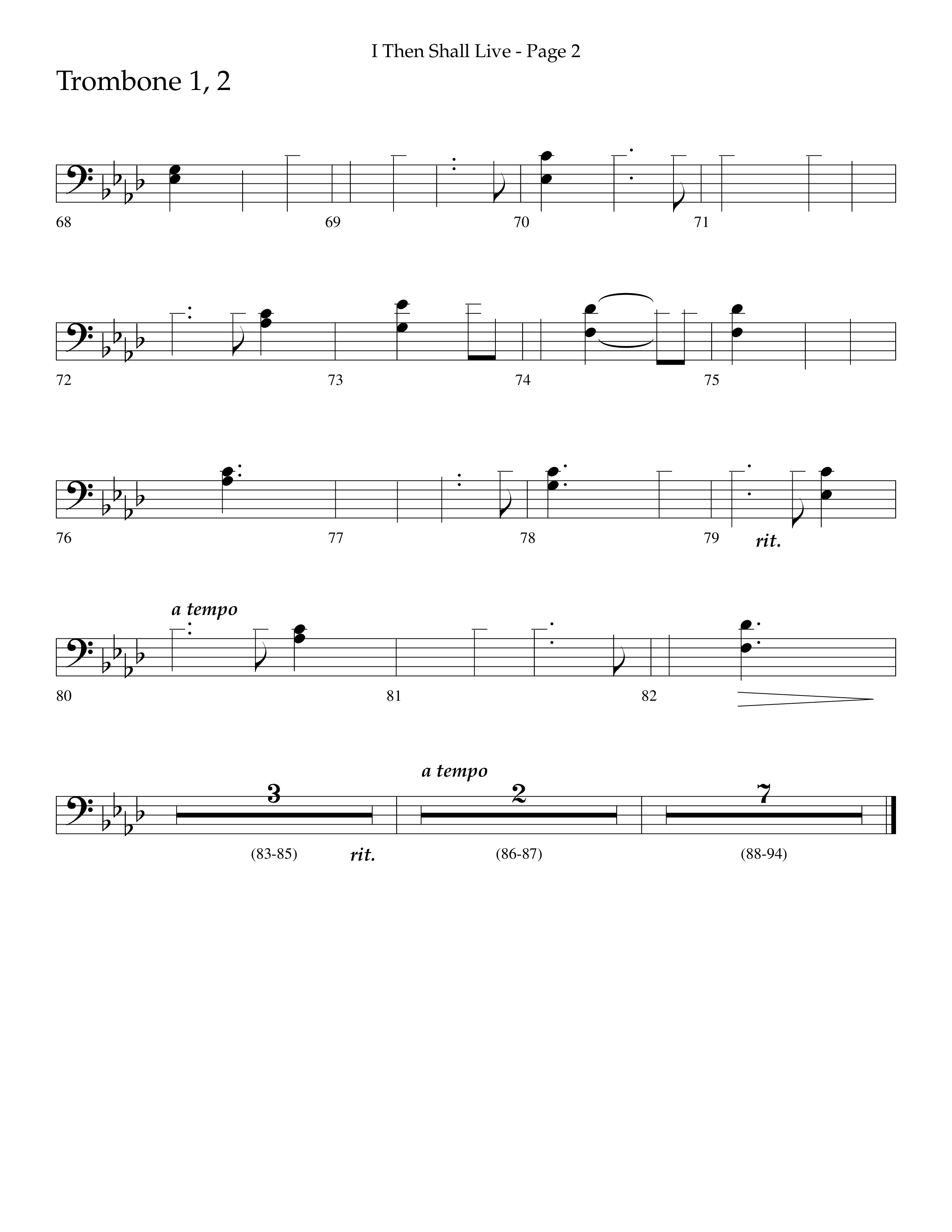 I Then Shall Live (Finlandia) (Choral Anthem SATB) Trombone 1/2 (Lifeway Choral / Arr. Camp Kirkland)