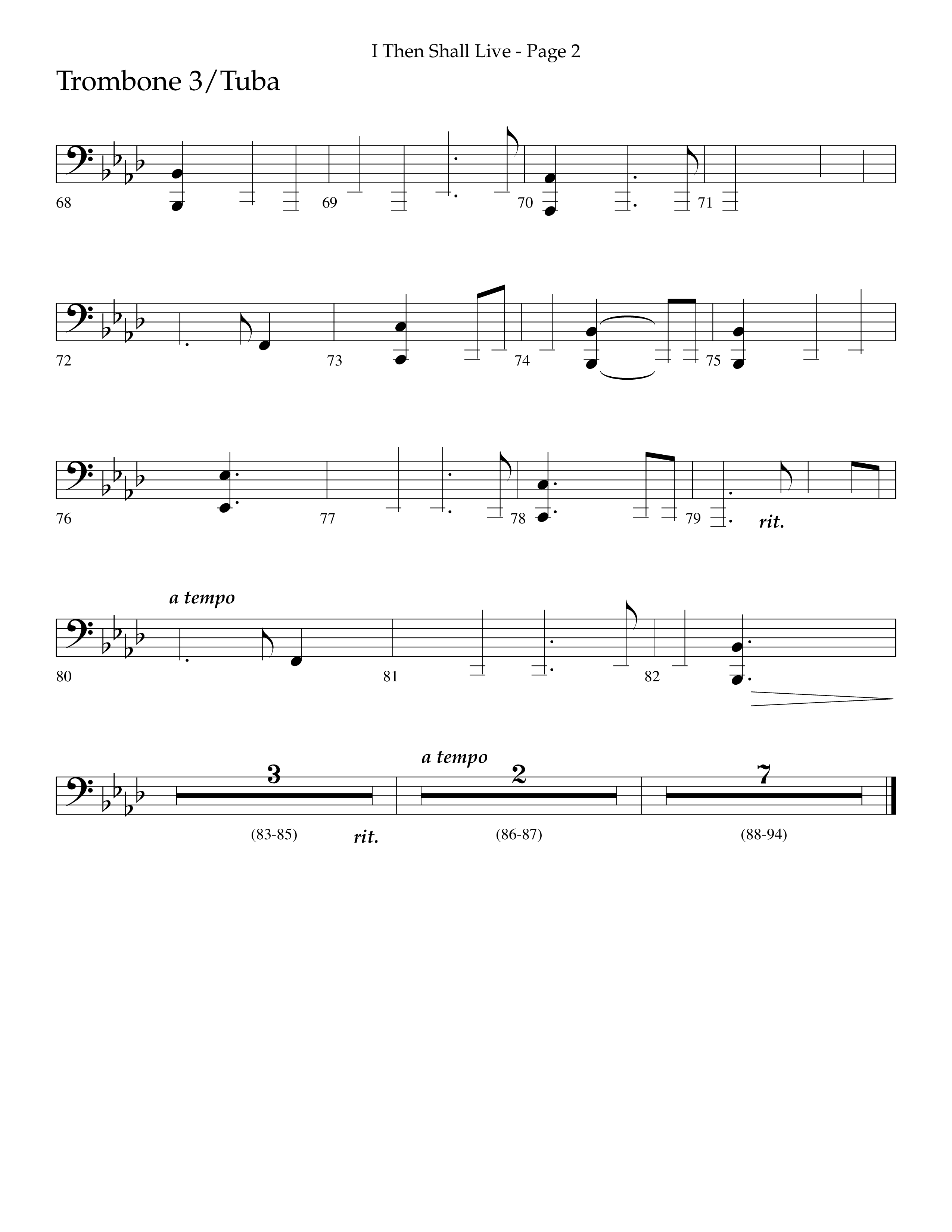 I Then Shall Live (Finlandia) (Choral Anthem SATB) Trombone 3/Tuba (Lifeway Choral / Arr. Camp Kirkland)