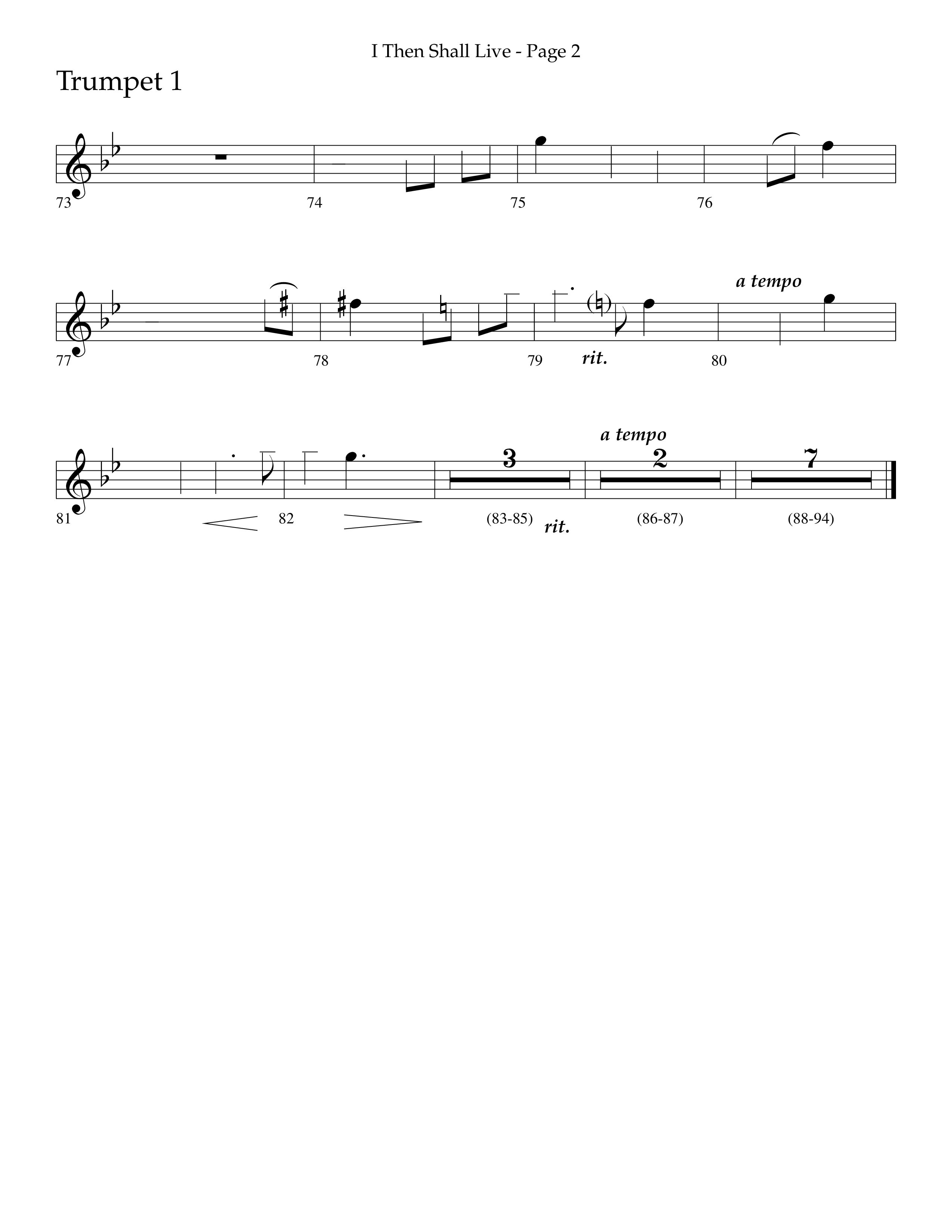 I Then Shall Live (Finlandia) (Choral Anthem SATB) Trumpet 1 (Lifeway Choral / Arr. Camp Kirkland)