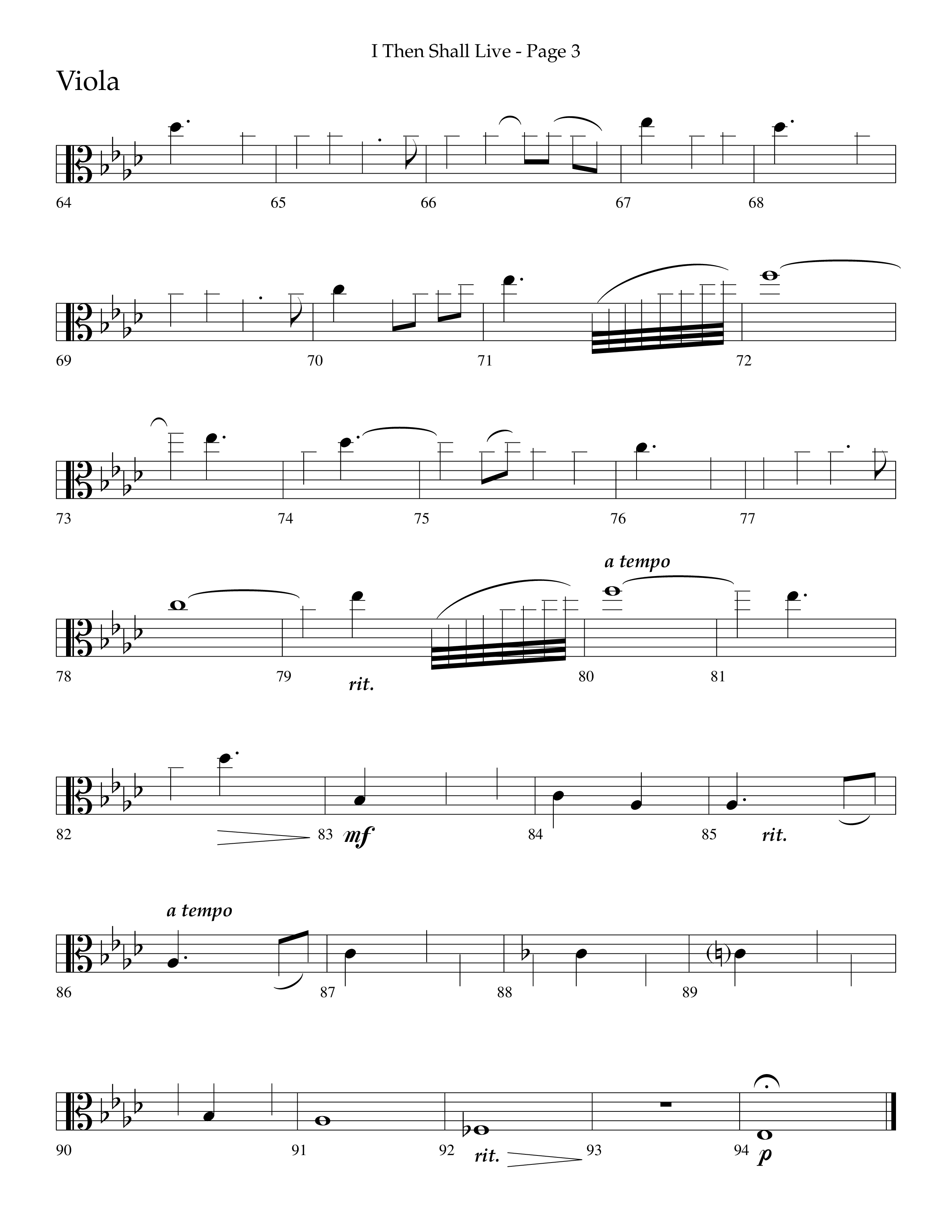 I Then Shall Live (Finlandia) (Choral Anthem SATB) Viola (Lifeway Choral / Arr. Camp Kirkland)