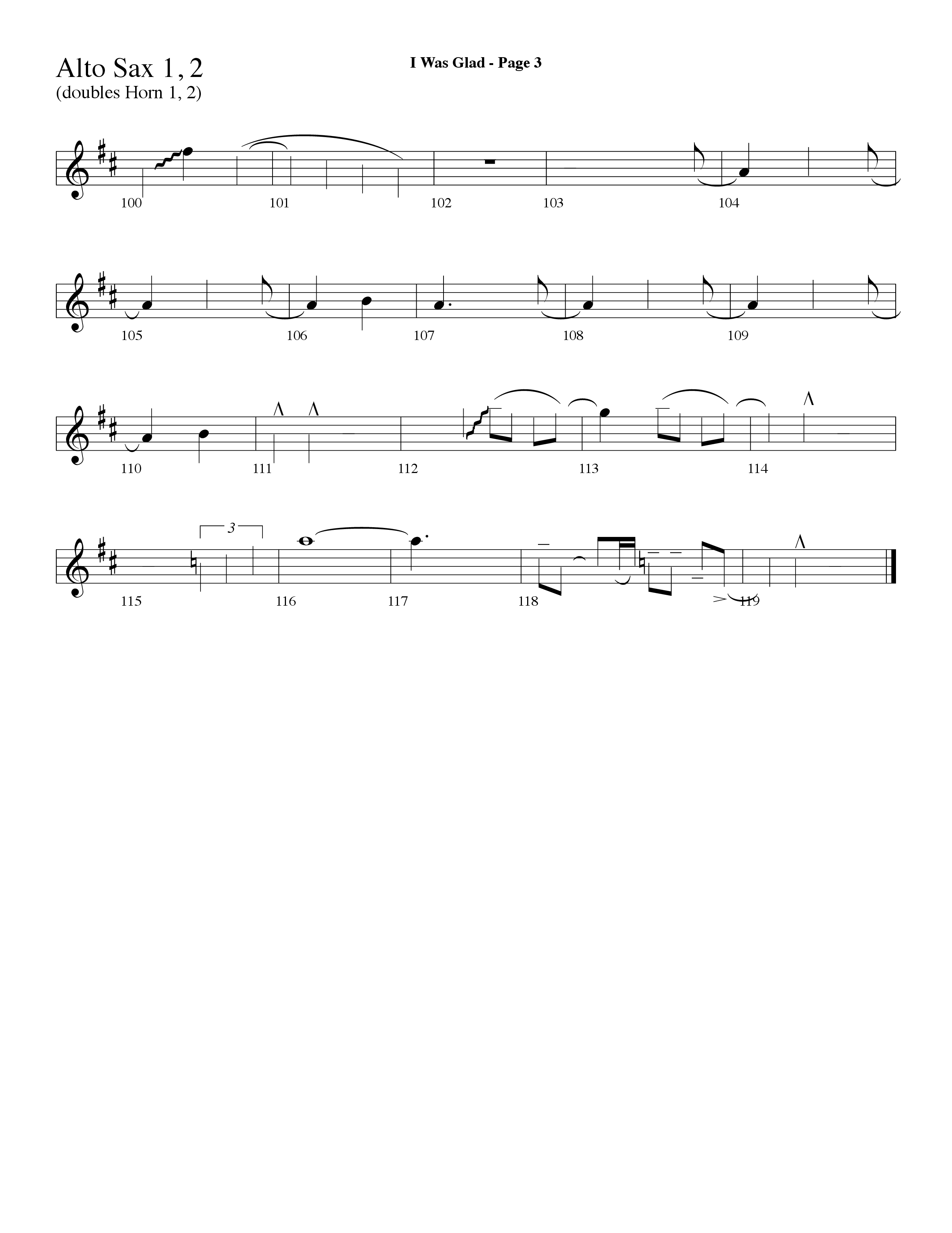 I Was Glad (Choral Anthem SATB) Alto Sax 1/2 (Lifeway Choral / Arr. Dave Williamson)