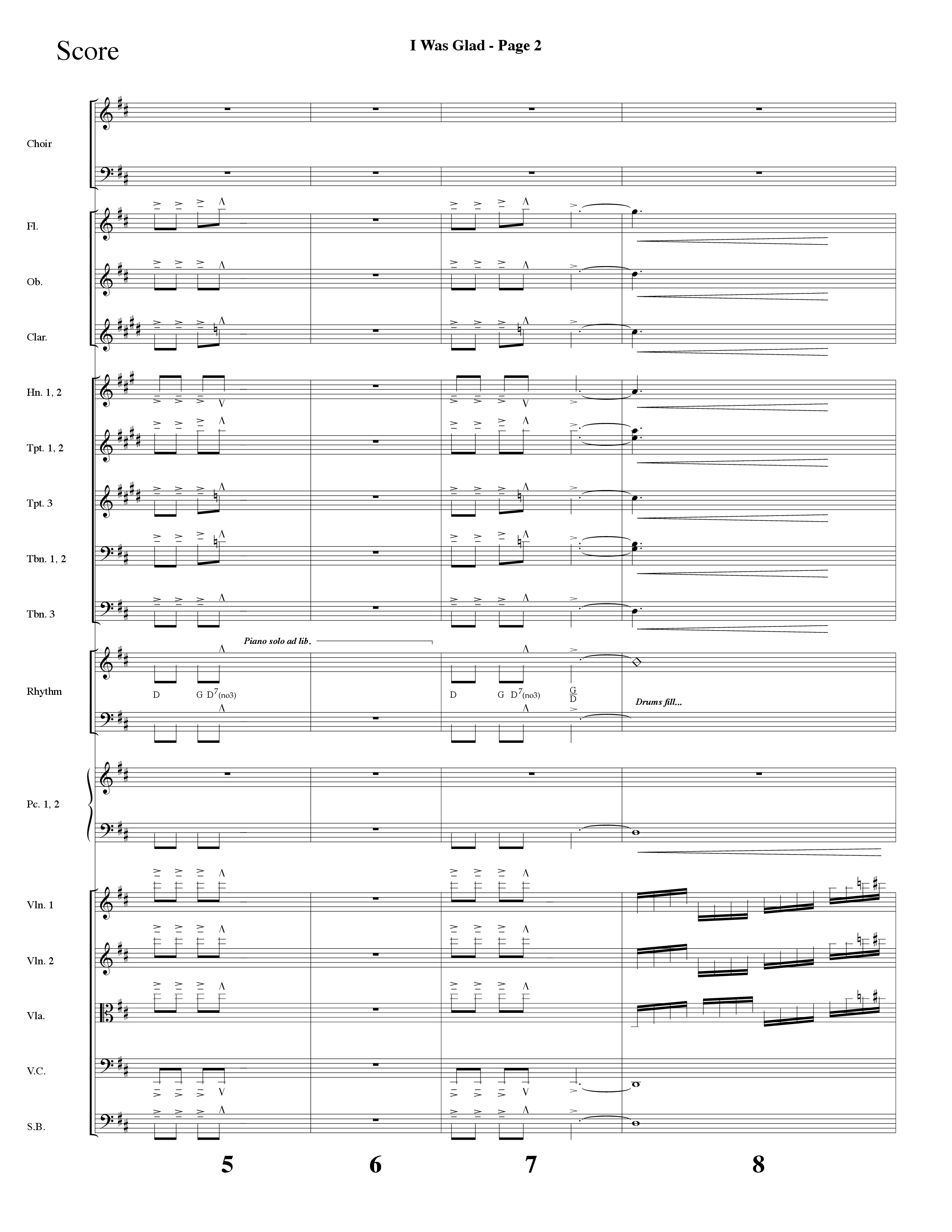 I Was Glad (Choral Anthem SATB) Orchestration (Lifeway Choral / Arr. Dave Williamson)
