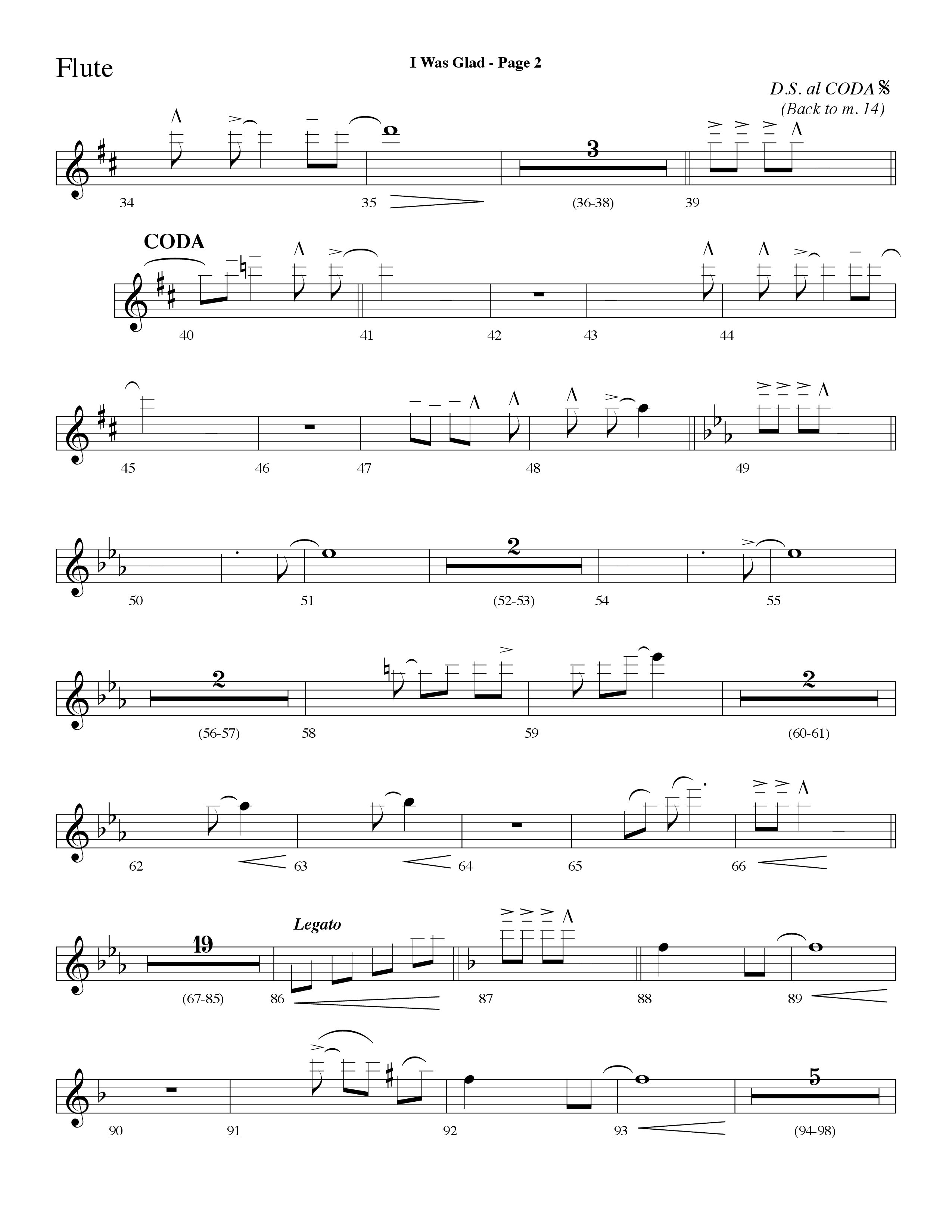I Was Glad (Choral Anthem SATB) Flute (Lifeway Choral / Arr. Dave Williamson)