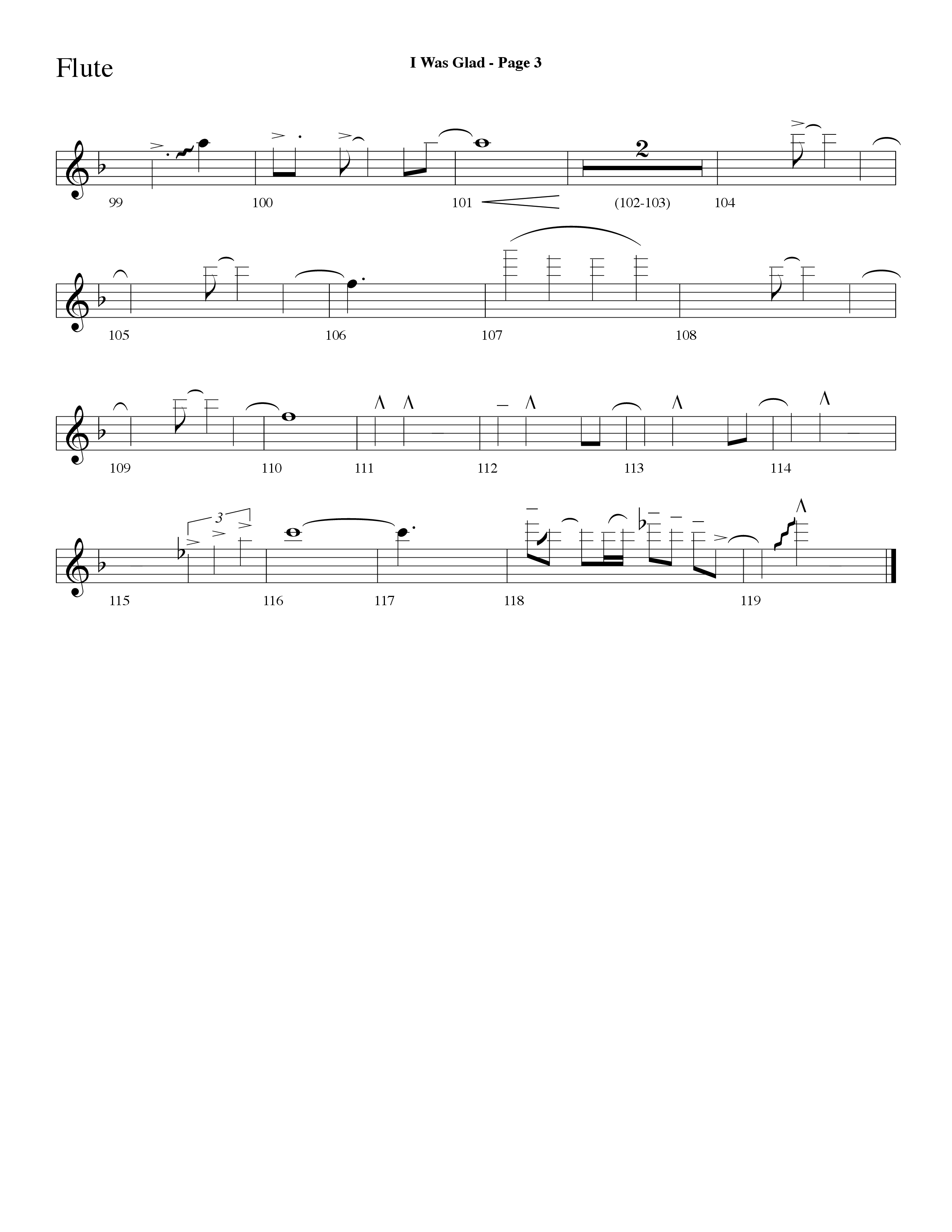 I Was Glad (Choral Anthem SATB) Flute (Lifeway Choral / Arr. Dave Williamson)