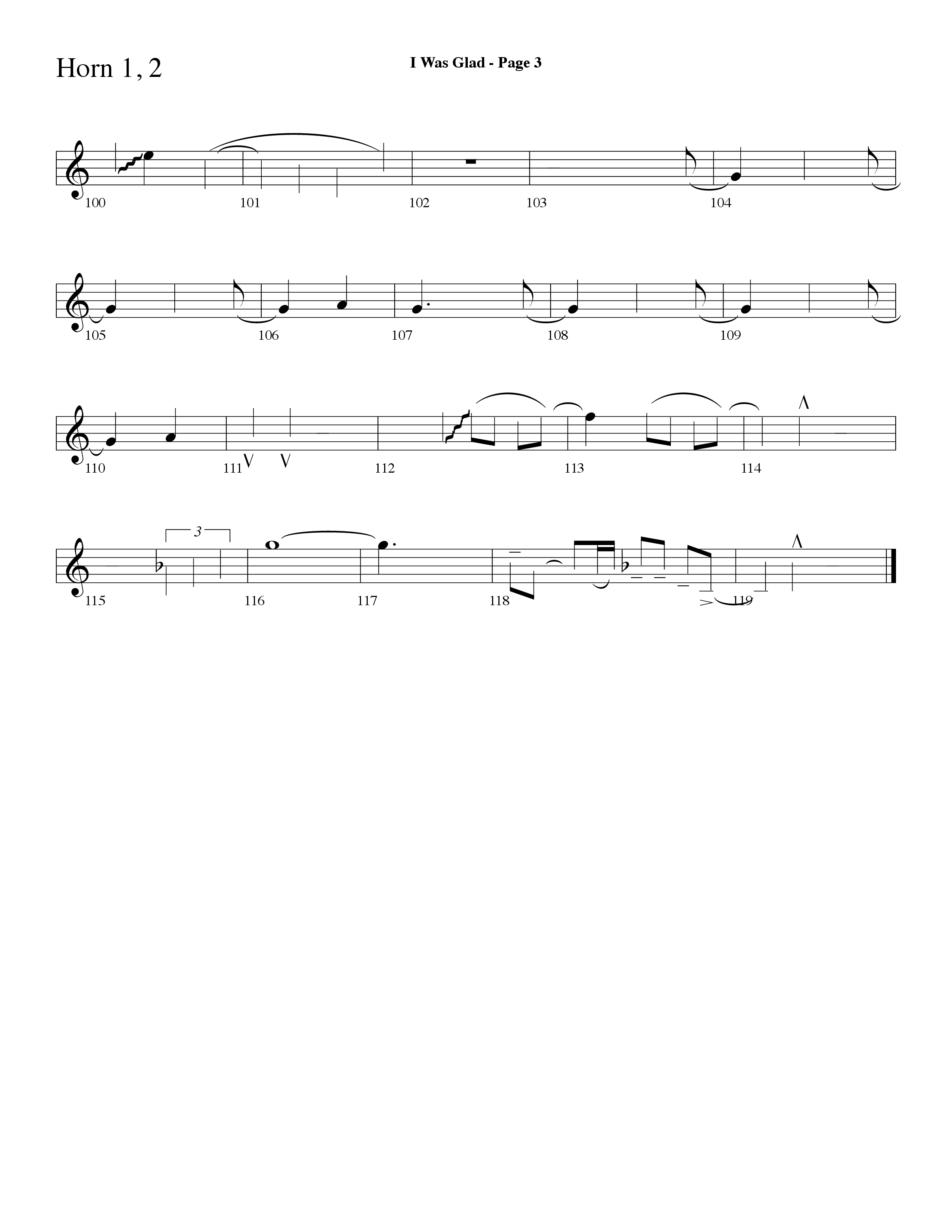 I Was Glad (Choral Anthem SATB) French Horn 1/2 (Lifeway Choral / Arr. Dave Williamson)