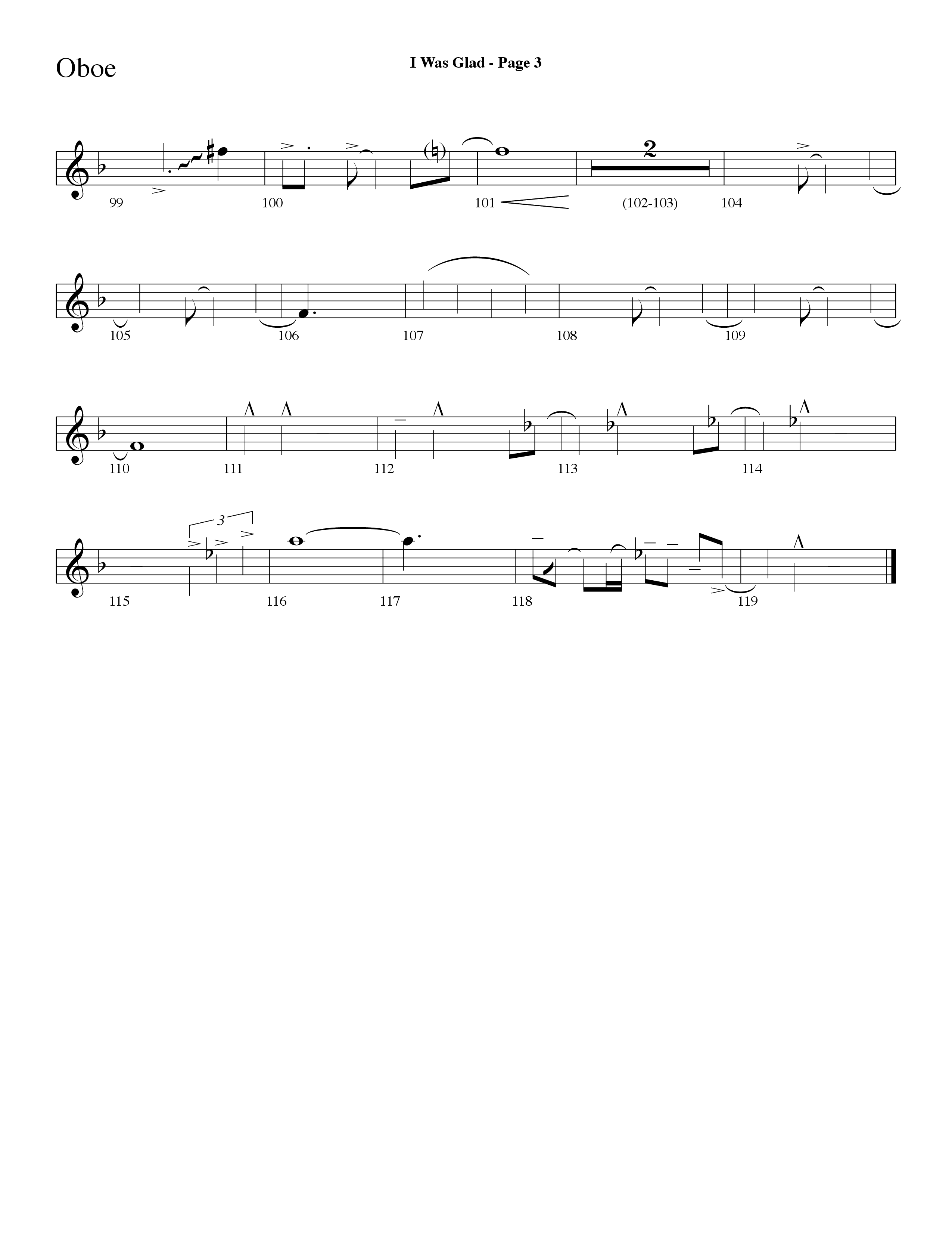 I Was Glad (Choral Anthem SATB) Oboe (Lifeway Choral / Arr. Dave Williamson)