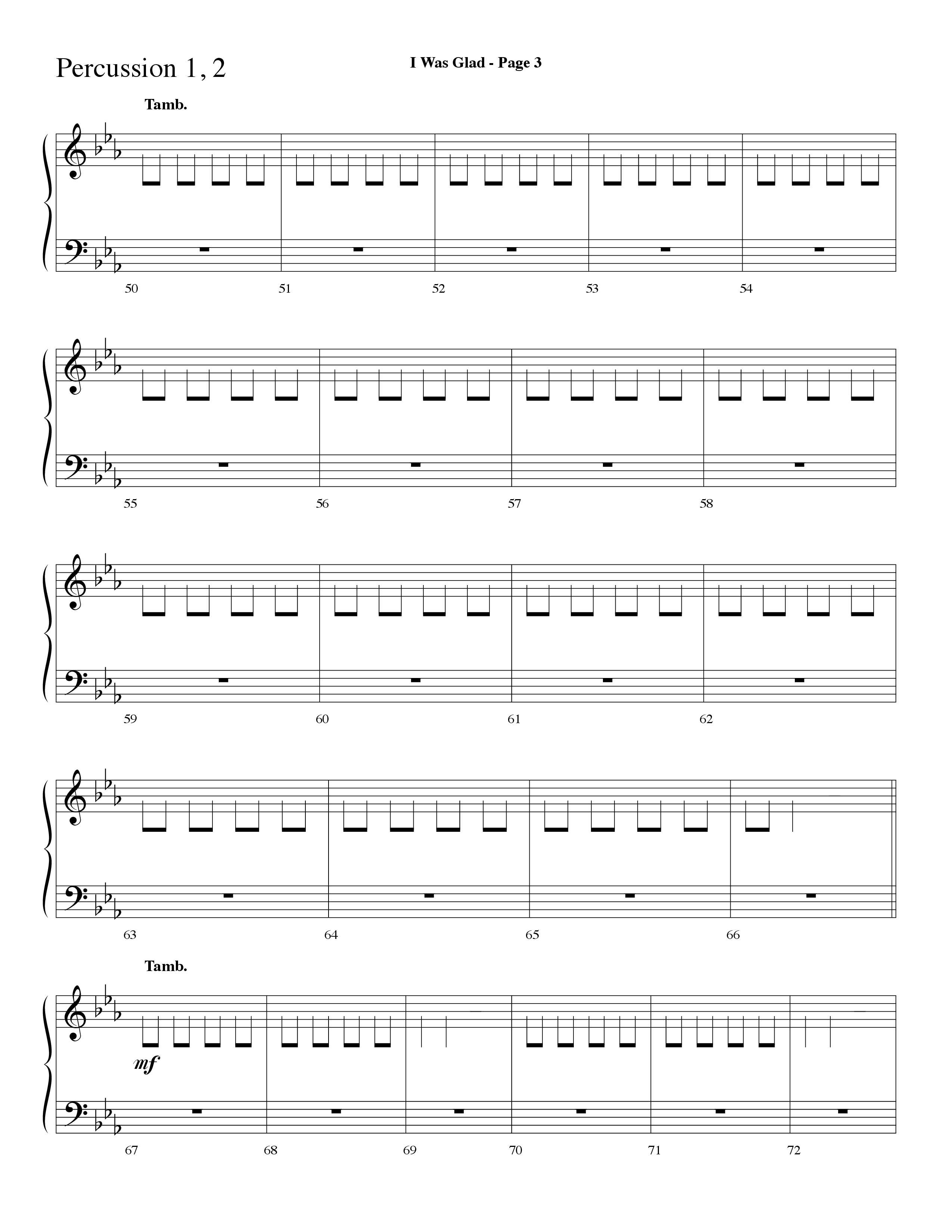 I Was Glad (Choral Anthem SATB) Percussion 1/2 (Lifeway Choral / Arr. Dave Williamson)