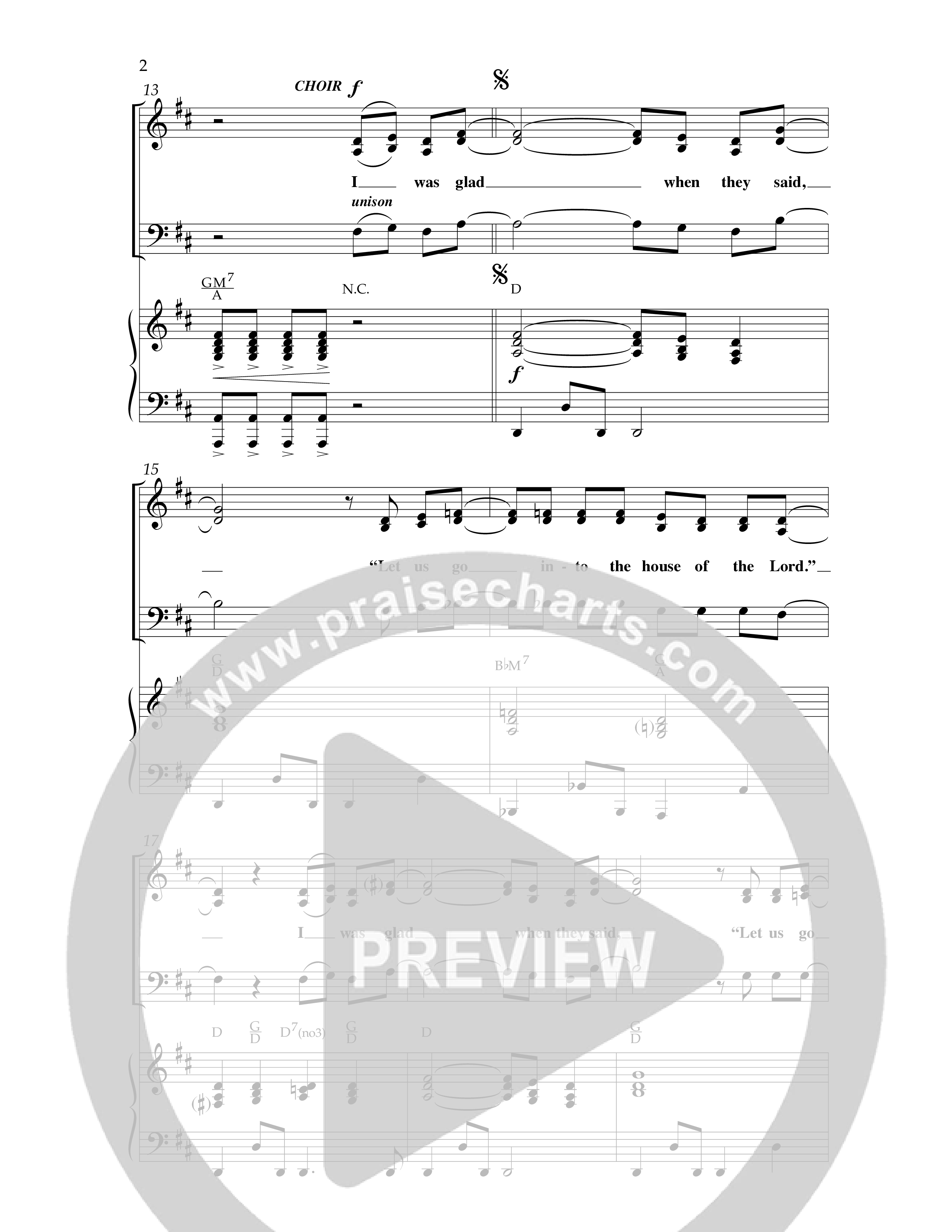 I Was Glad (Choral Anthem SATB) Anthem (SATB/Piano) (Lifeway Choral / Arr. Dave Williamson)