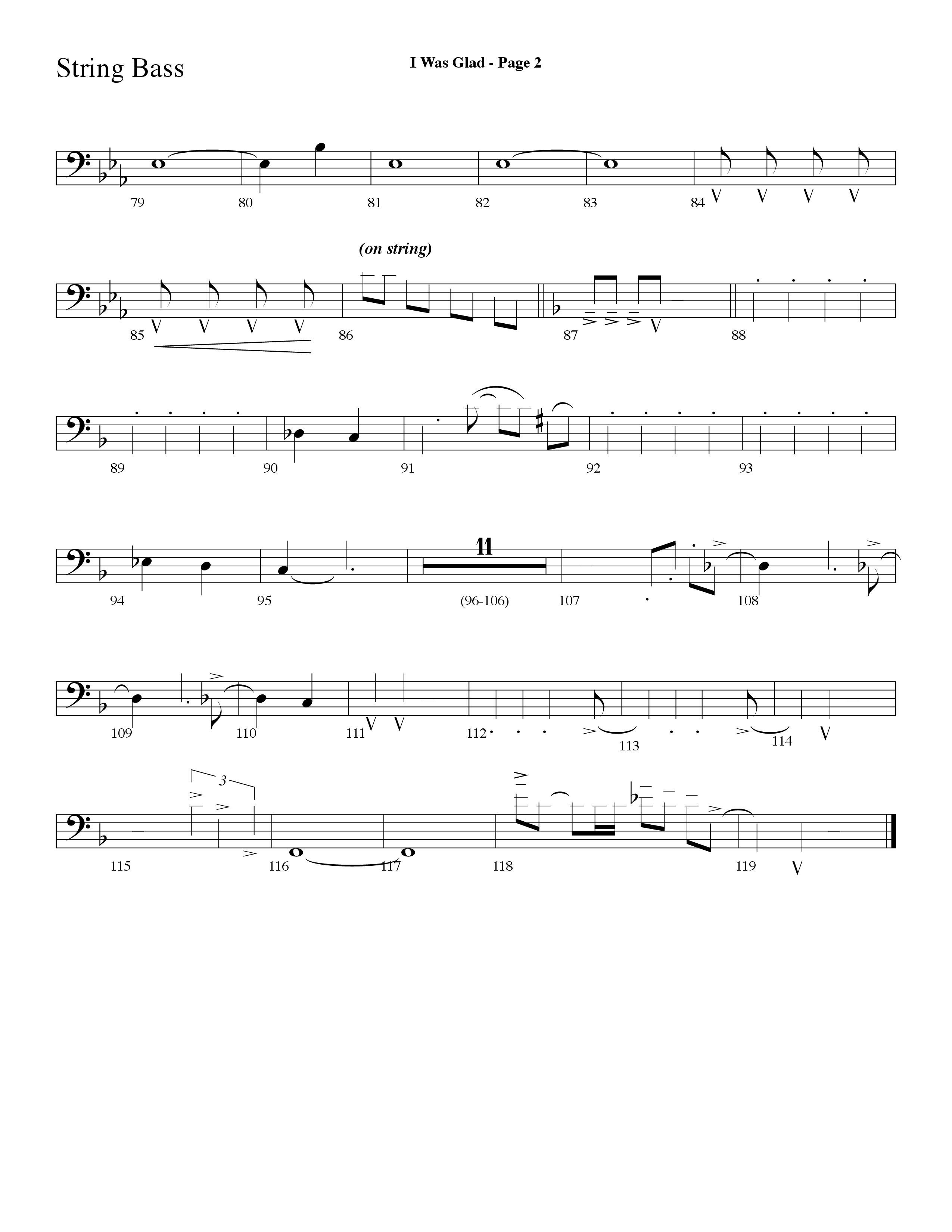 I Was Glad (Choral Anthem SATB) String Bass (Lifeway Choral / Arr. Dave Williamson)