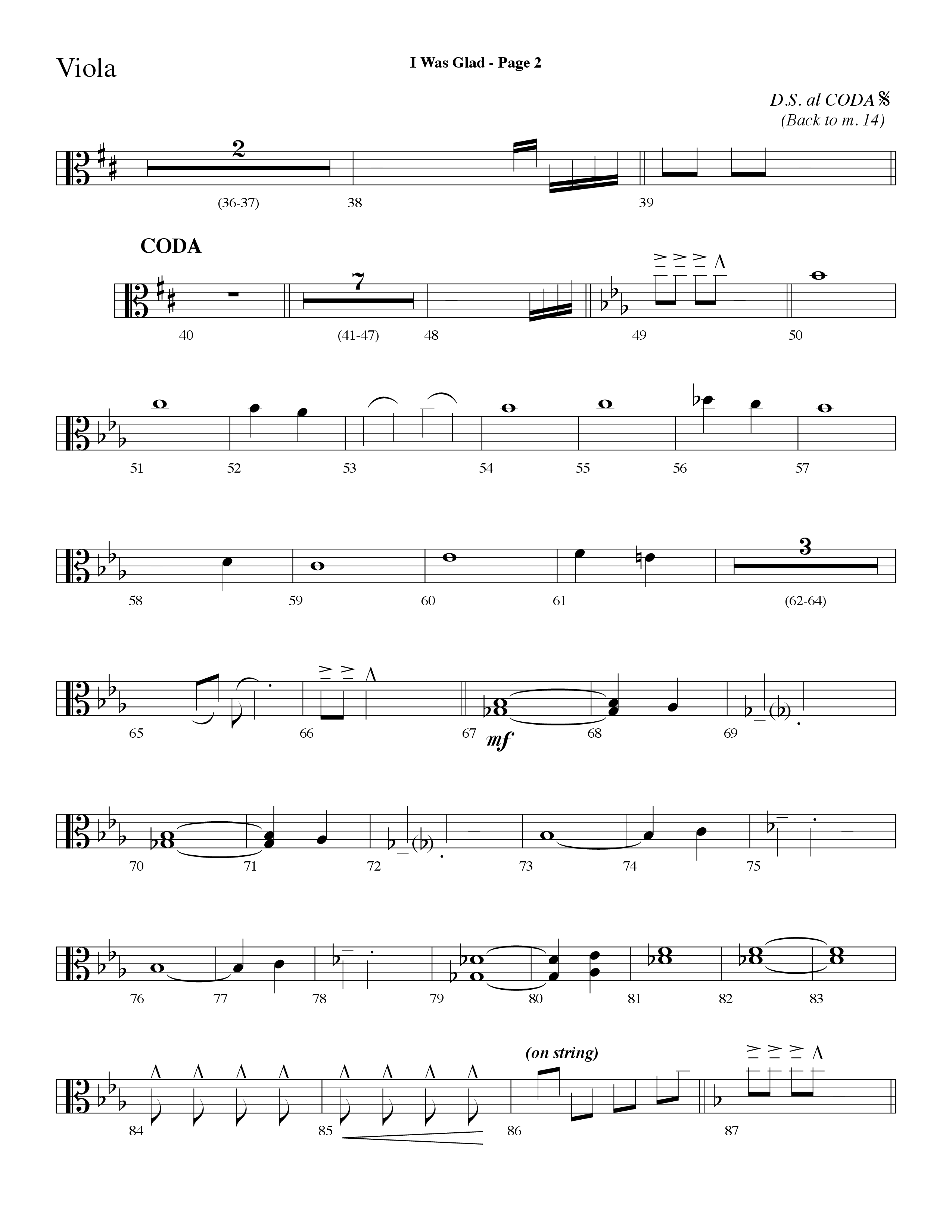 I Was Glad (Choral Anthem SATB) Viola (Lifeway Choral / Arr. Dave Williamson)