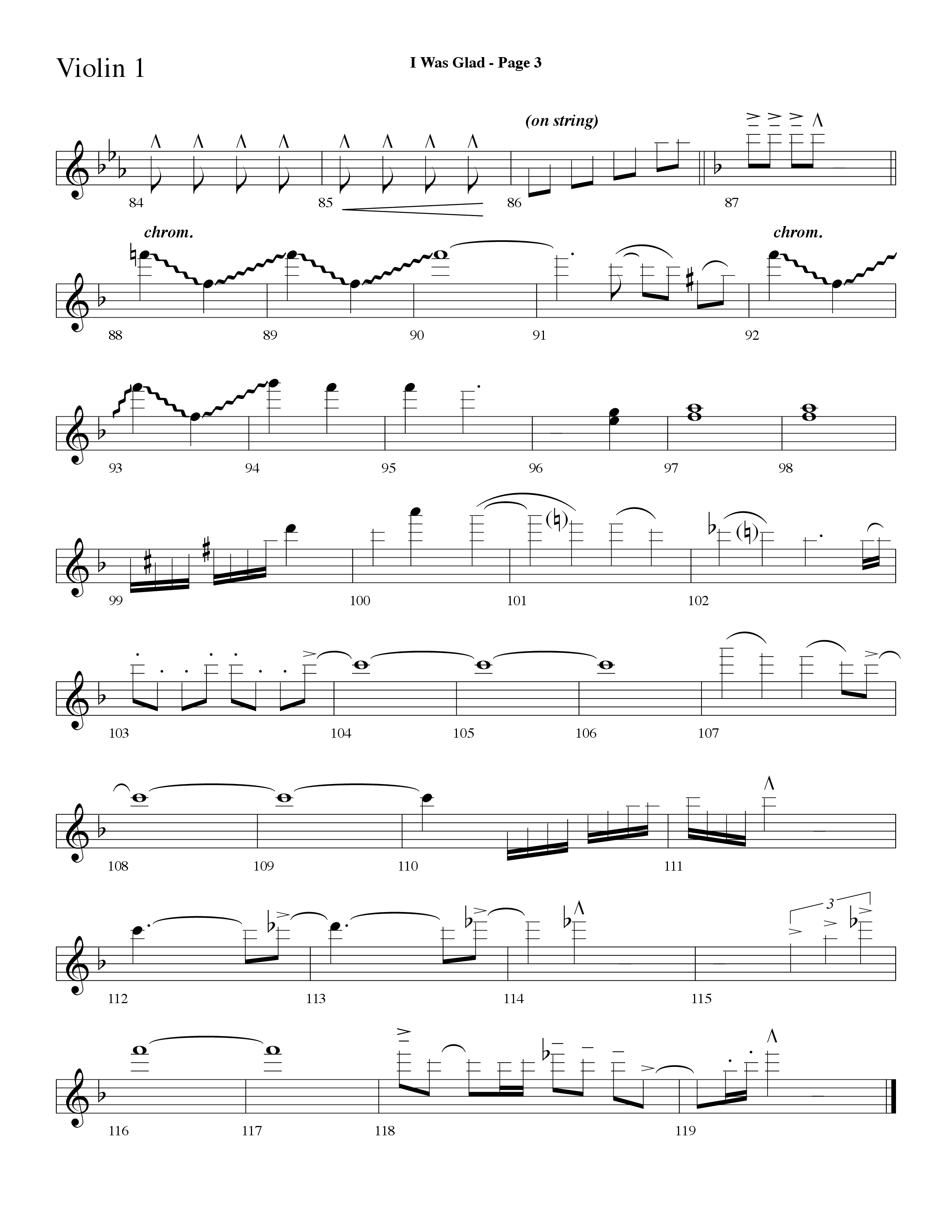 I Was Glad (Choral Anthem SATB) Violin 1 (Lifeway Choral / Arr. Dave Williamson)