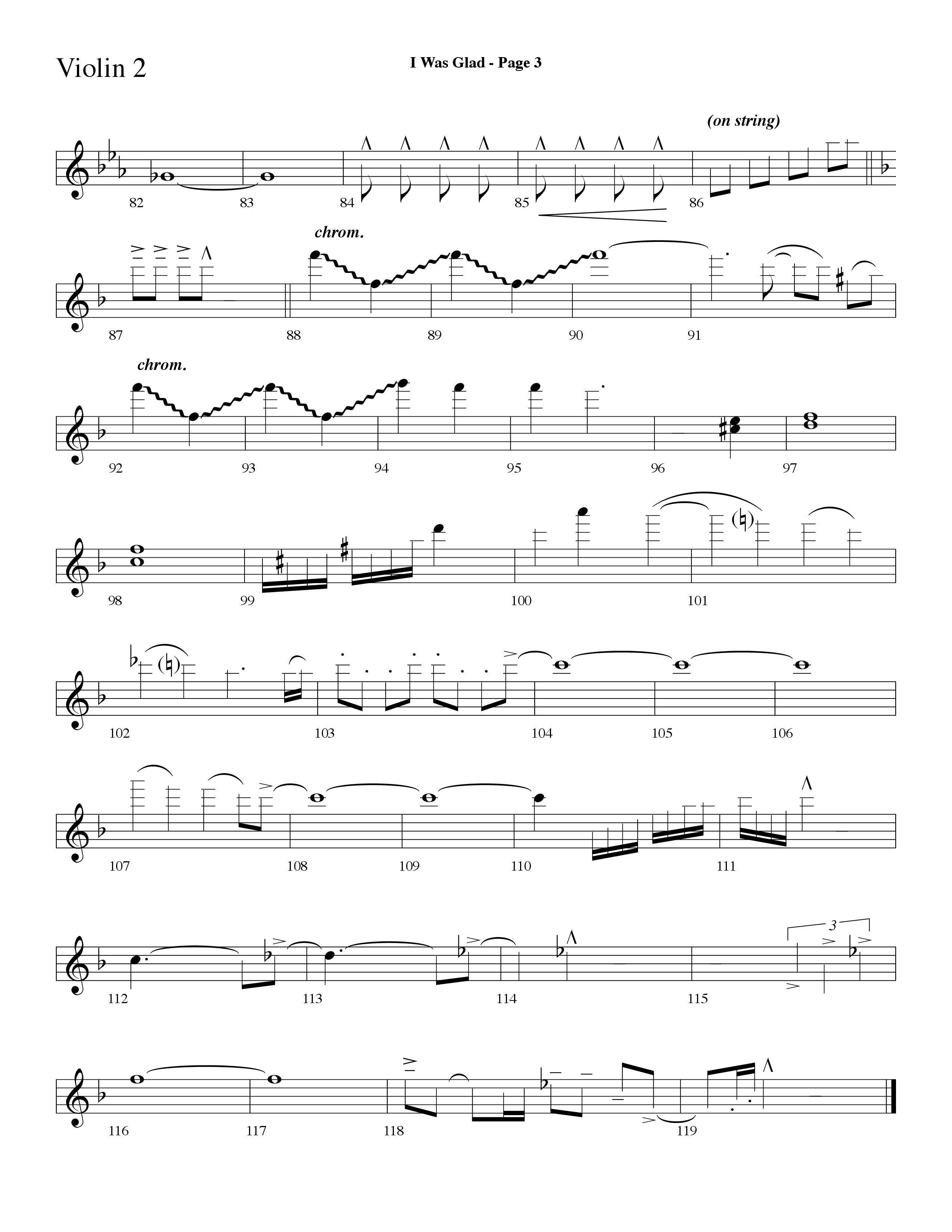 I Was Glad (Choral Anthem SATB) Violin 2 (Lifeway Choral / Arr. Dave Williamson)