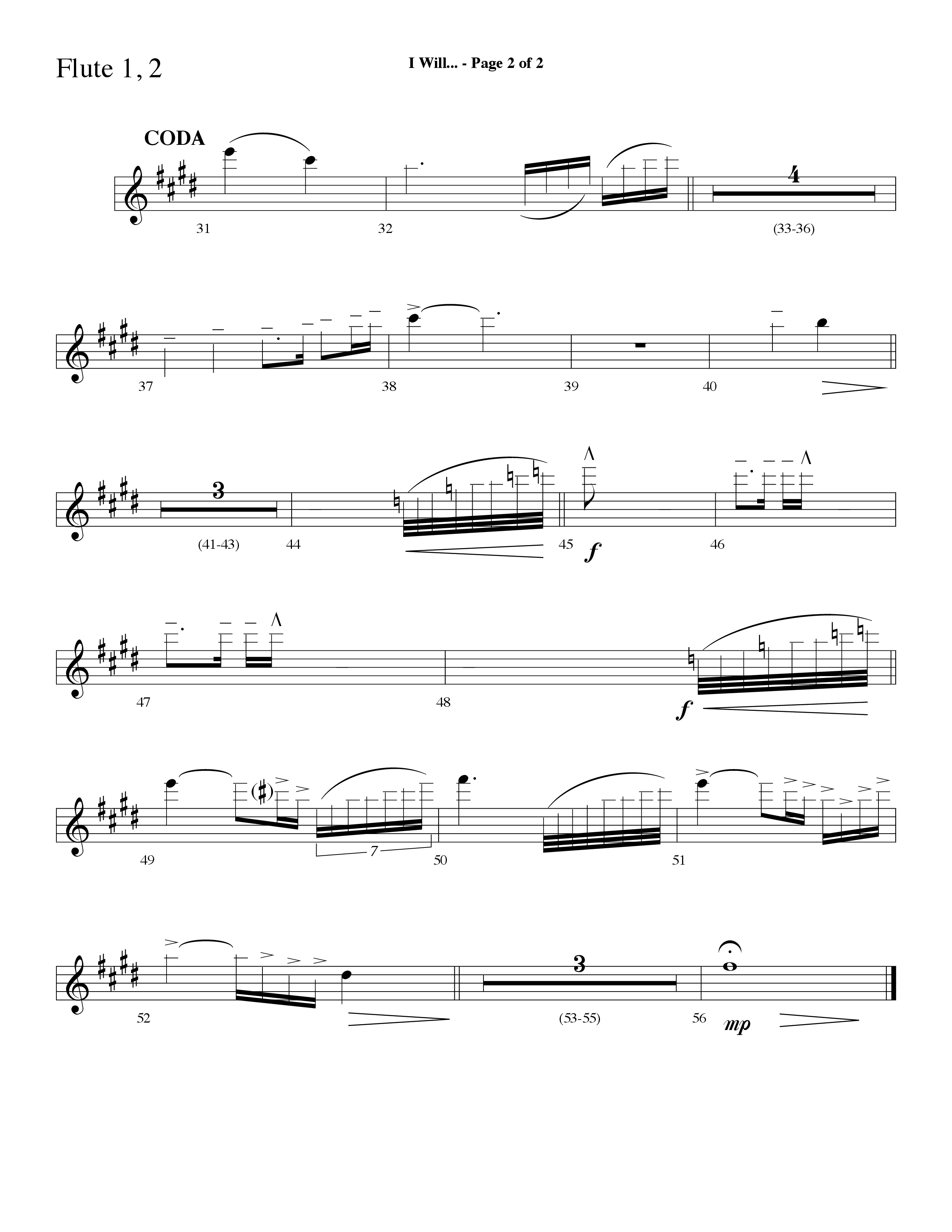 I Will (with Take The Name Of Jesus With You) (Choral Anthem SATB) Flute 1/2 (Lifeway Choral / Arr. Alyssa Goins / Orch. Ric Domenico)