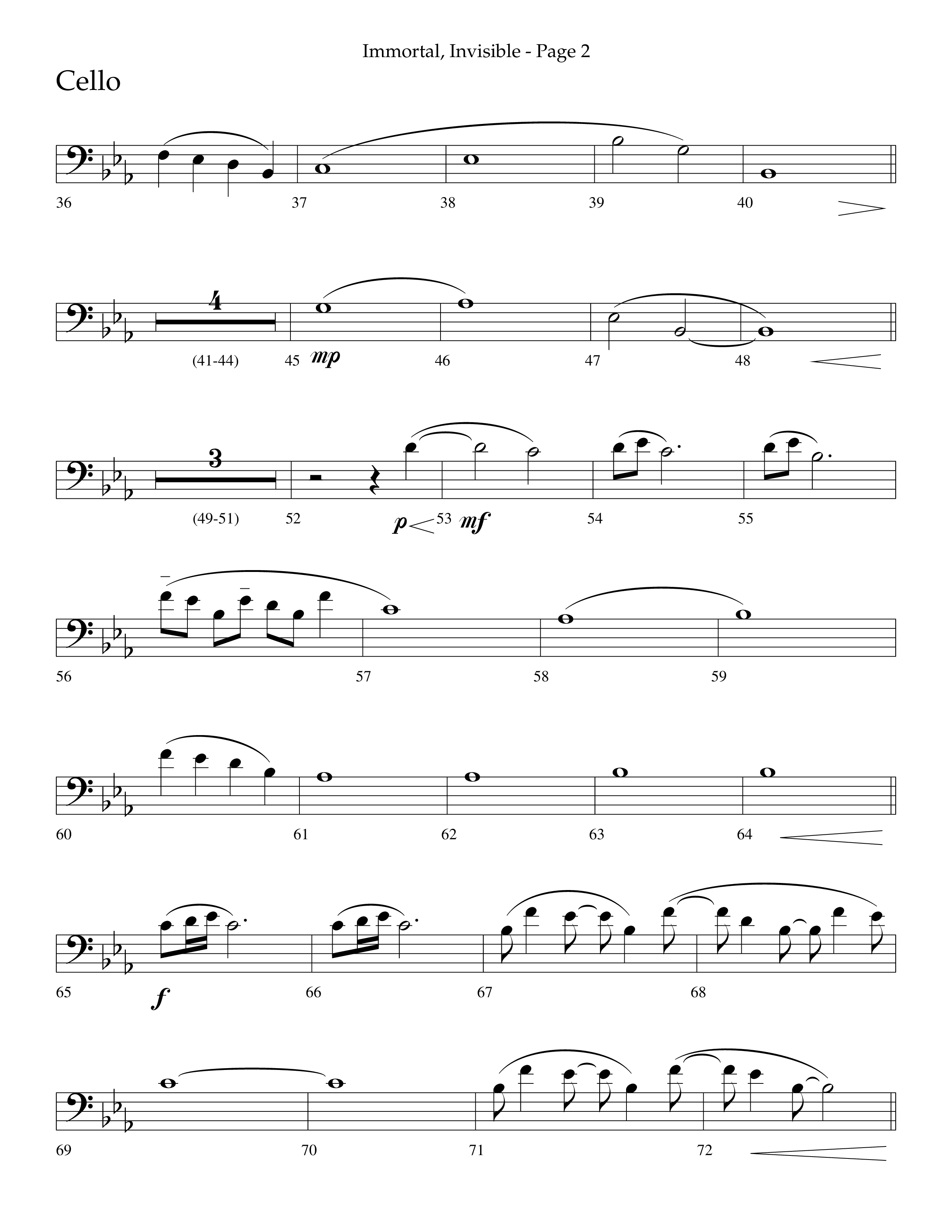 Immortal Invisible (Choral Anthem SATB) Cello (Lifeway Choral / Arr. Cliff Duren)