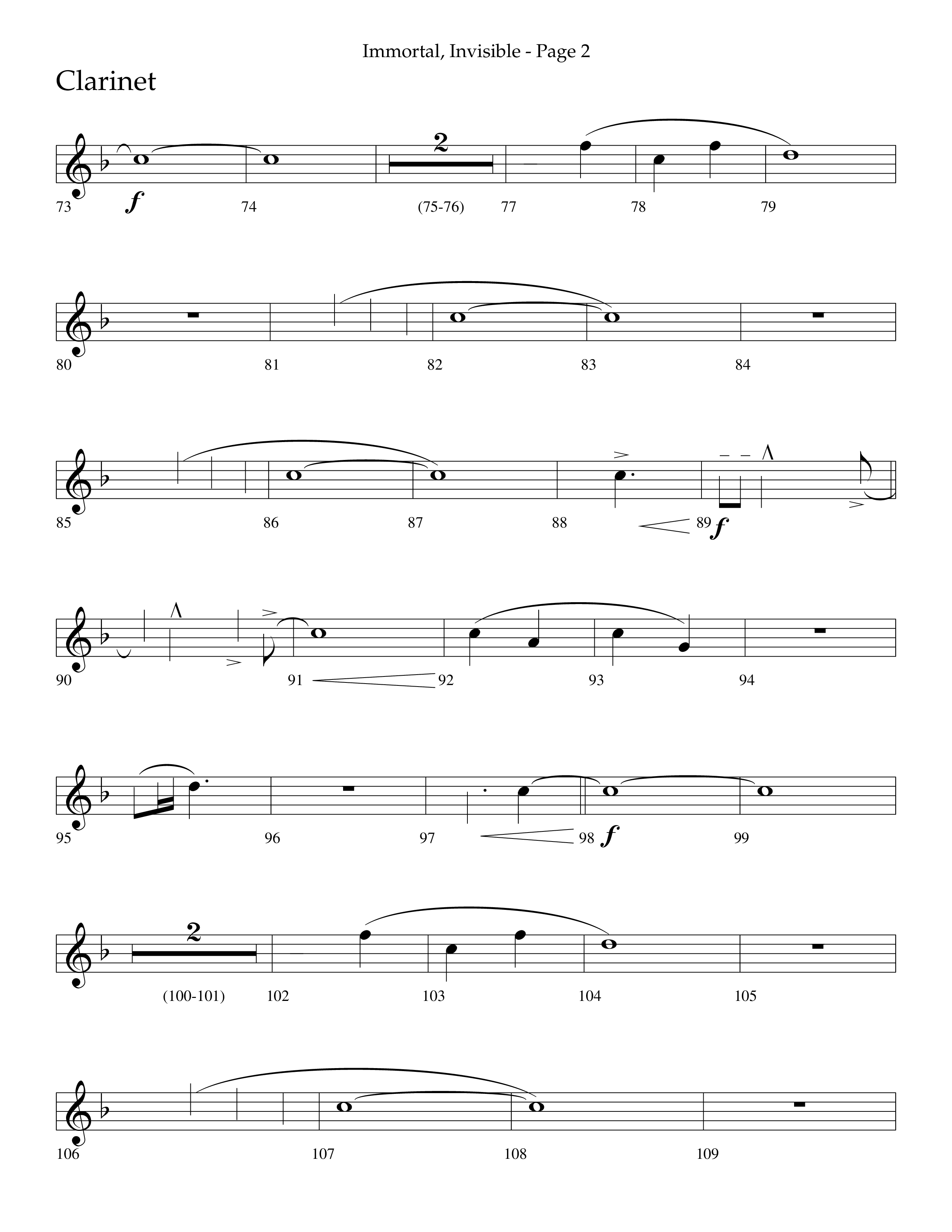 Immortal Invisible (Choral Anthem SATB) Clarinet 1/2 (Lifeway Choral / Arr. Cliff Duren)