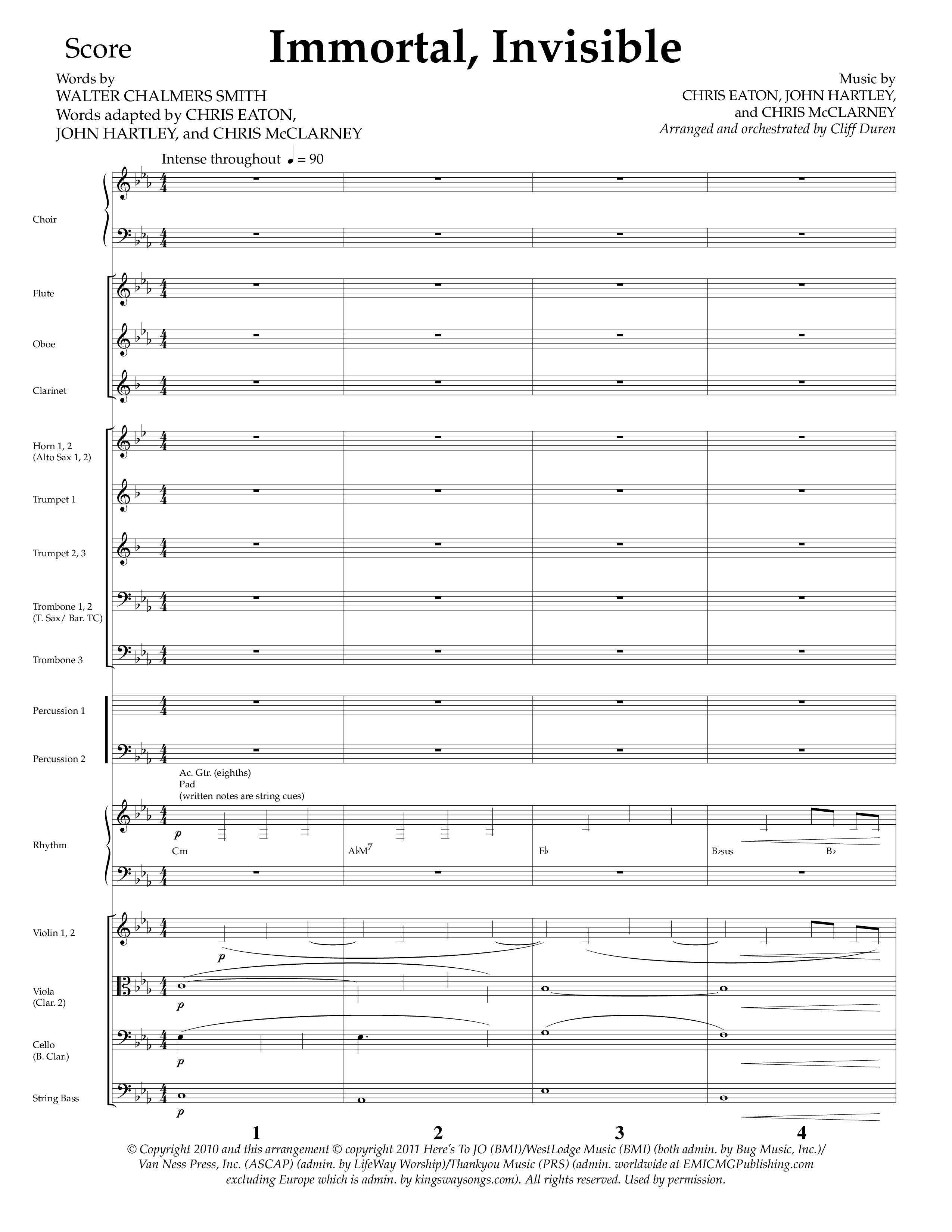 Immortal Invisible (Choral Anthem SATB) Orchestration (Lifeway Choral / Arr. Cliff Duren)
