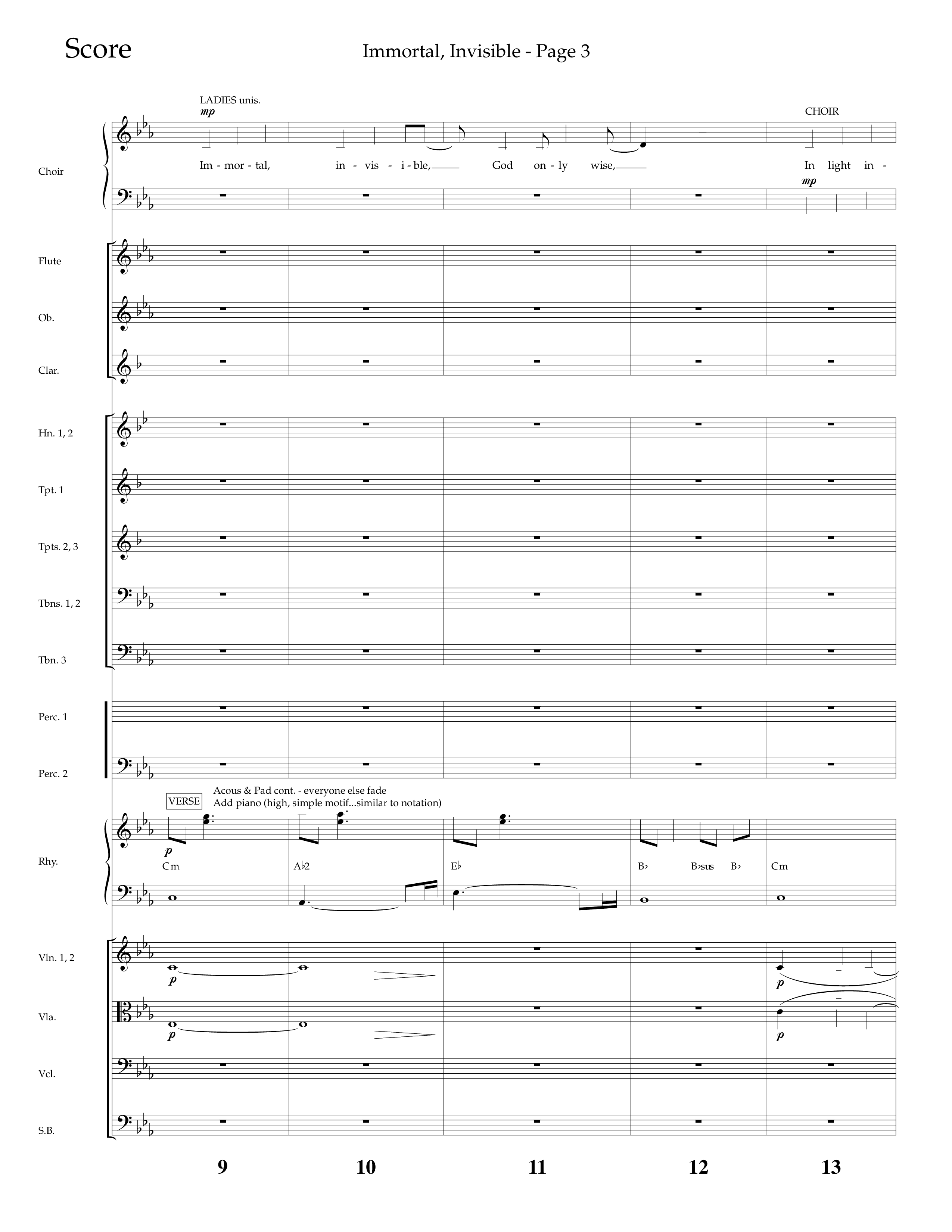 Immortal Invisible (Choral Anthem SATB) Orchestration (Lifeway Choral / Arr. Cliff Duren)