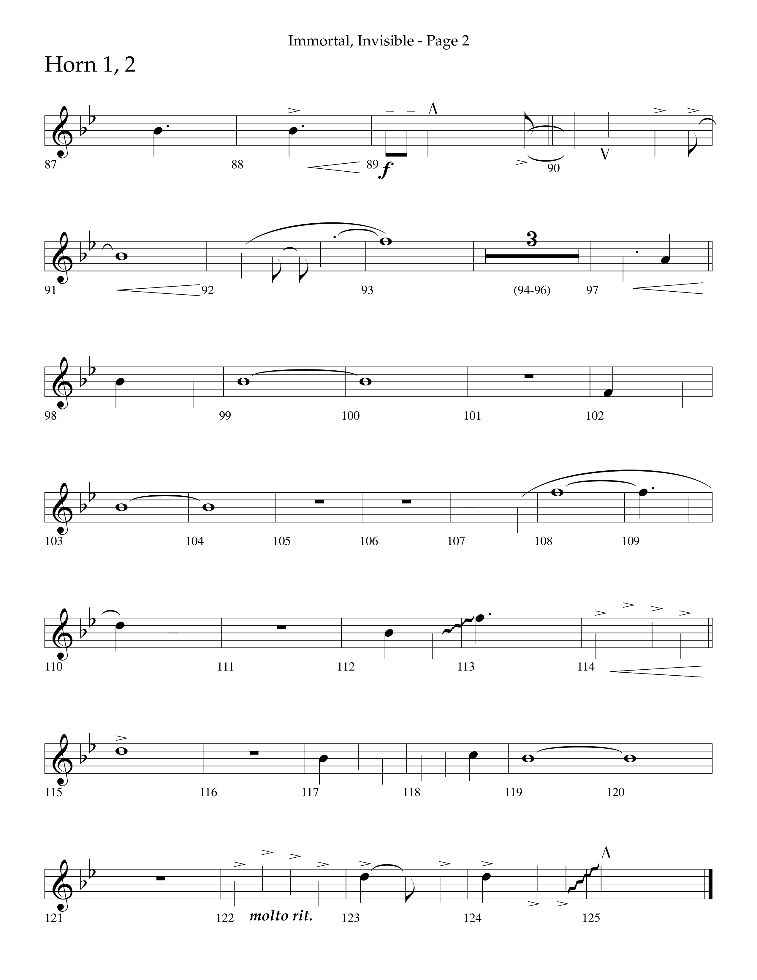 Immortal Invisible (Choral Anthem SATB) French Horn 1/2 (Lifeway Choral / Arr. Cliff Duren)