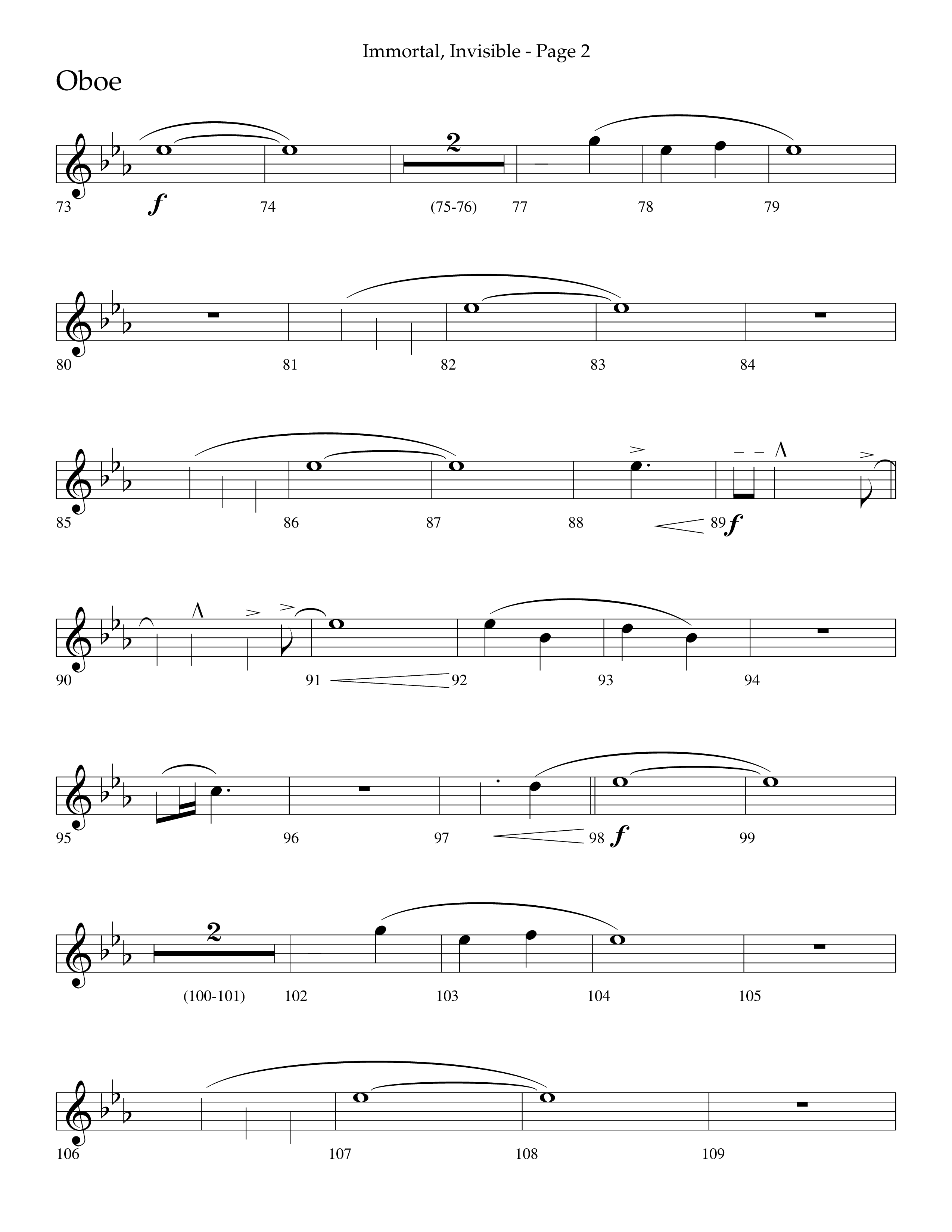 Immortal Invisible (Choral Anthem SATB) Oboe (Lifeway Choral / Arr. Cliff Duren)