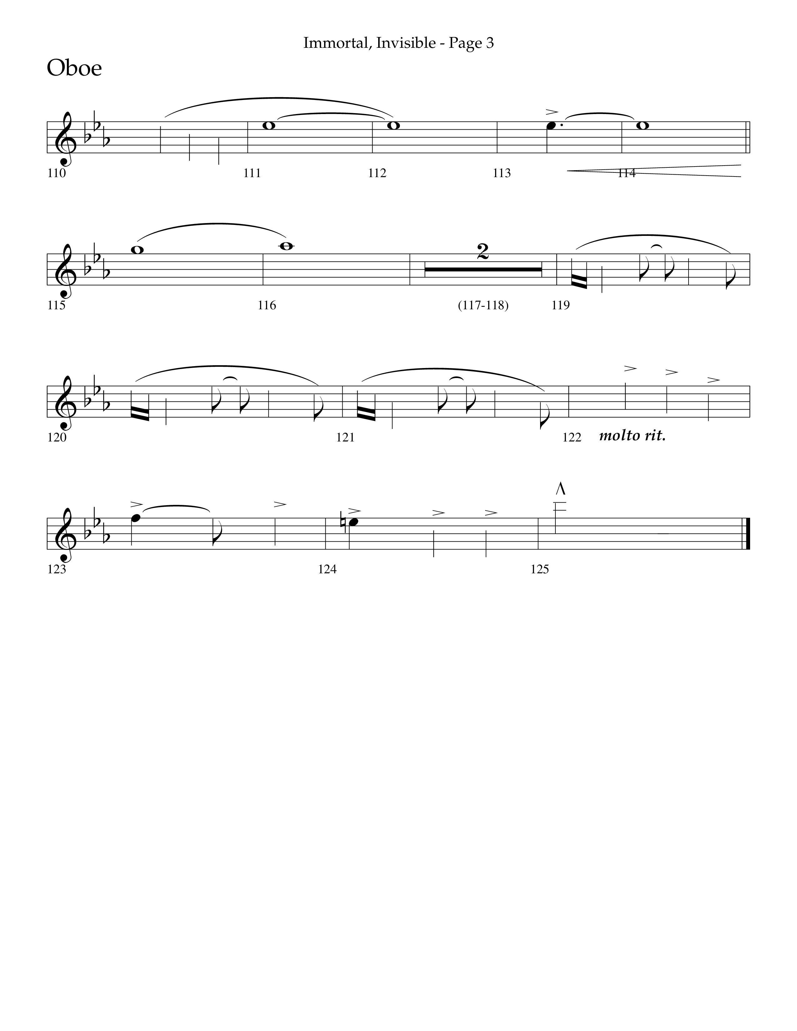 Immortal Invisible (Choral Anthem SATB) Oboe (Lifeway Choral / Arr. Cliff Duren)
