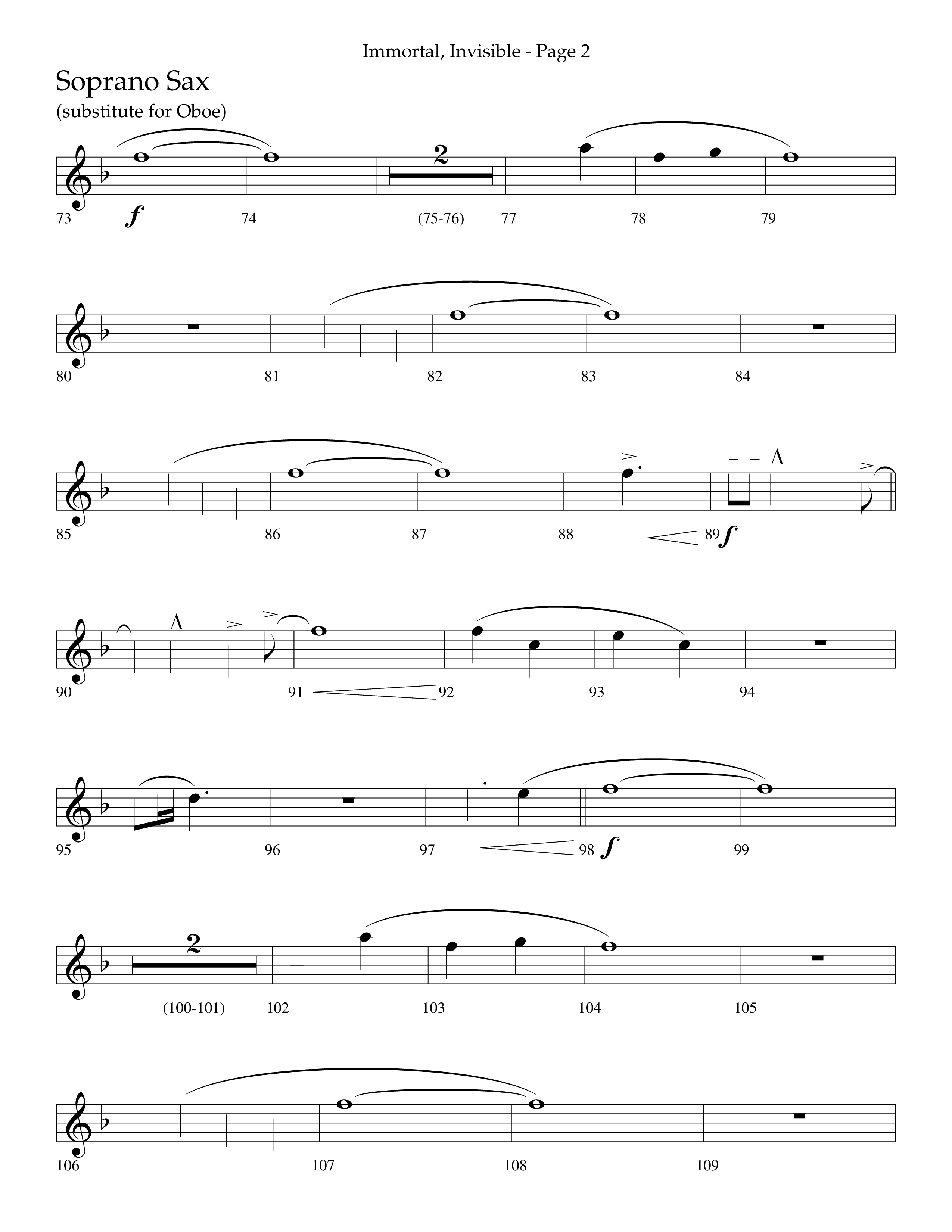 Immortal Invisible (Choral Anthem SATB) Soprano Sax (Lifeway Choral / Arr. Cliff Duren)