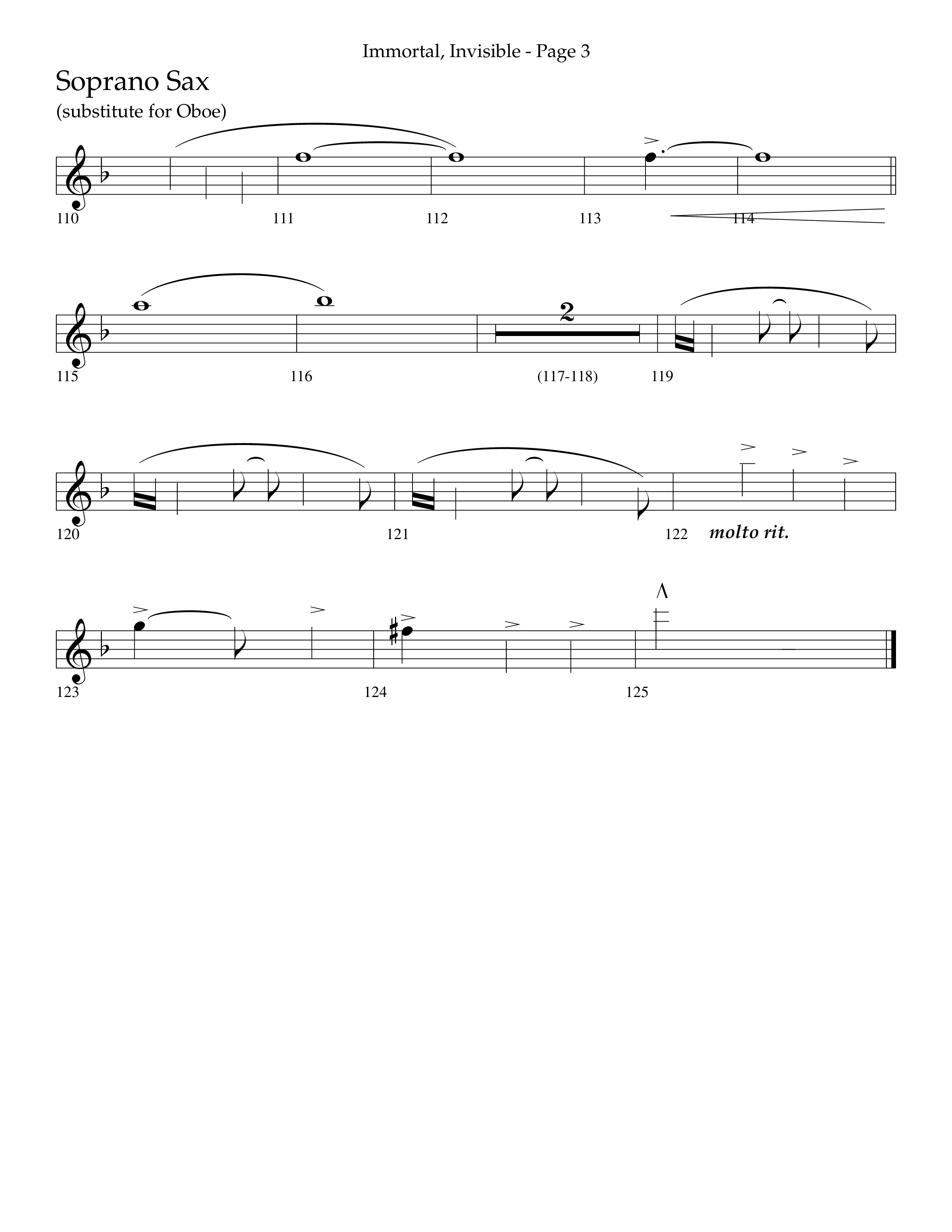 Immortal Invisible (Choral Anthem SATB) Soprano Sax (Lifeway Choral / Arr. Cliff Duren)