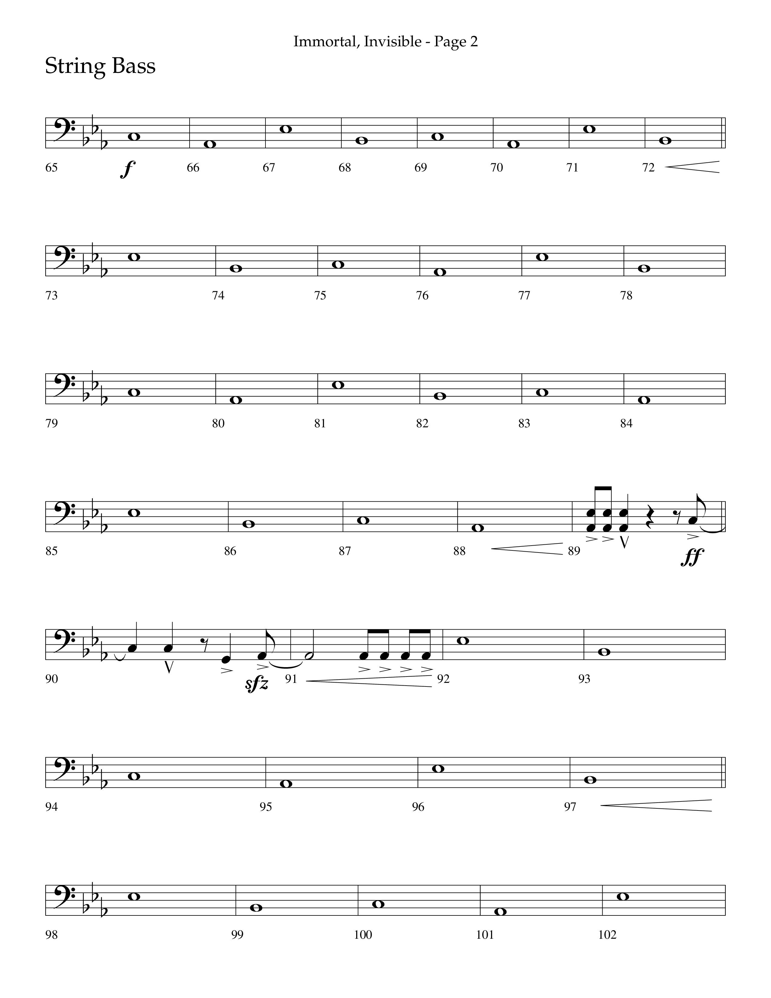 Immortal Invisible (Choral Anthem SATB) String Bass (Lifeway Choral / Arr. Cliff Duren)