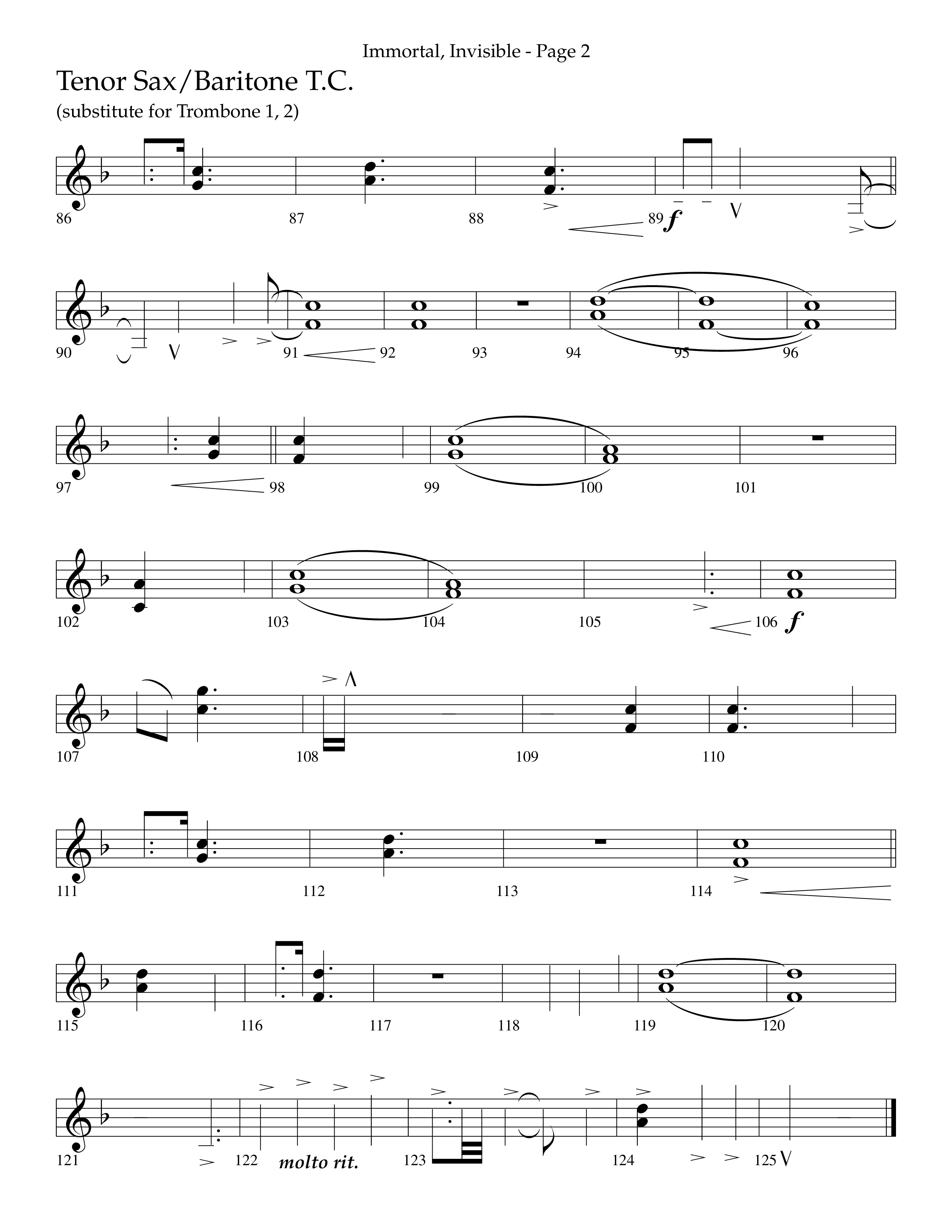 Immortal Invisible (Choral Anthem SATB) Tenor Sax/Baritone T.C. (Lifeway Choral / Arr. Cliff Duren)