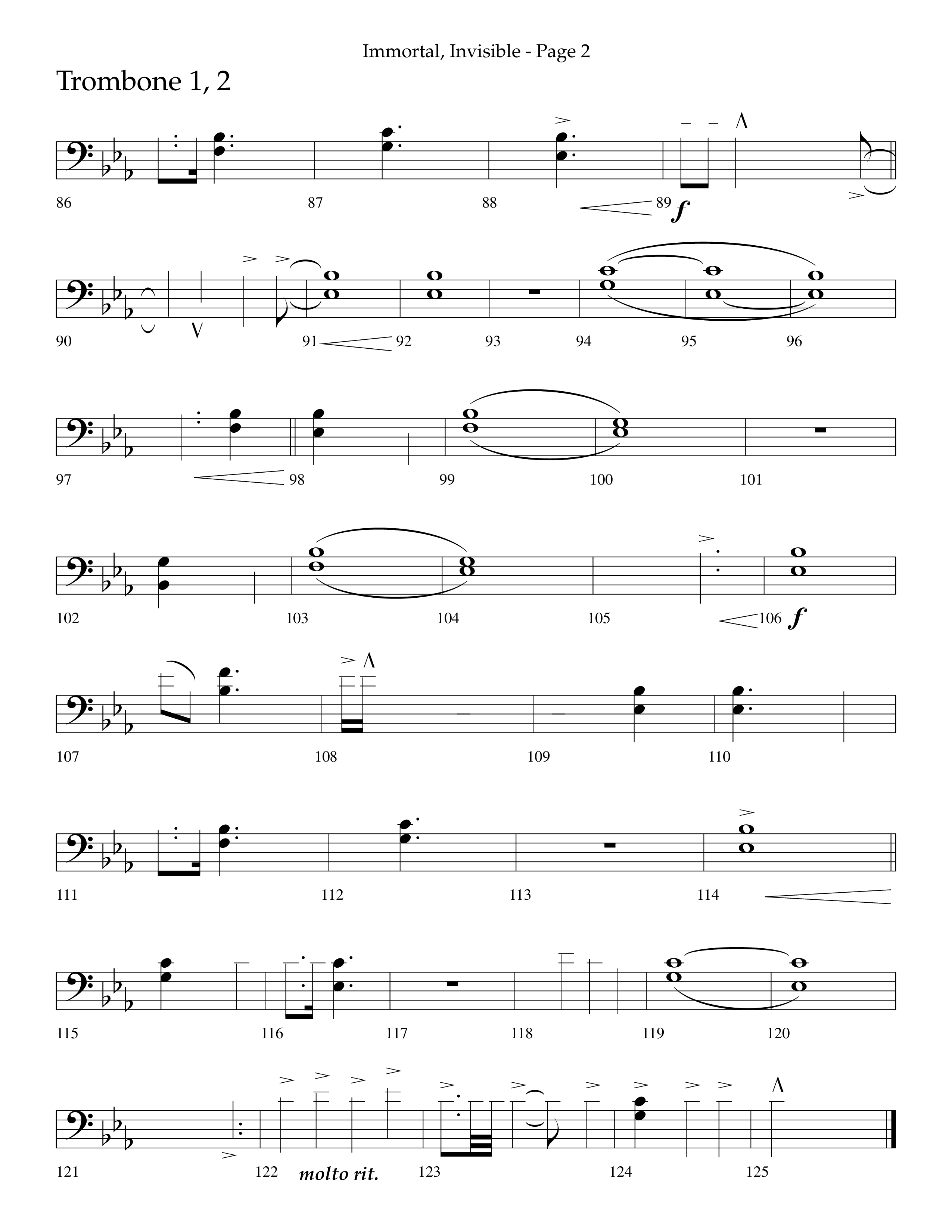 Immortal Invisible (Choral Anthem SATB) Trombone 1/2 (Lifeway Choral / Arr. Cliff Duren)