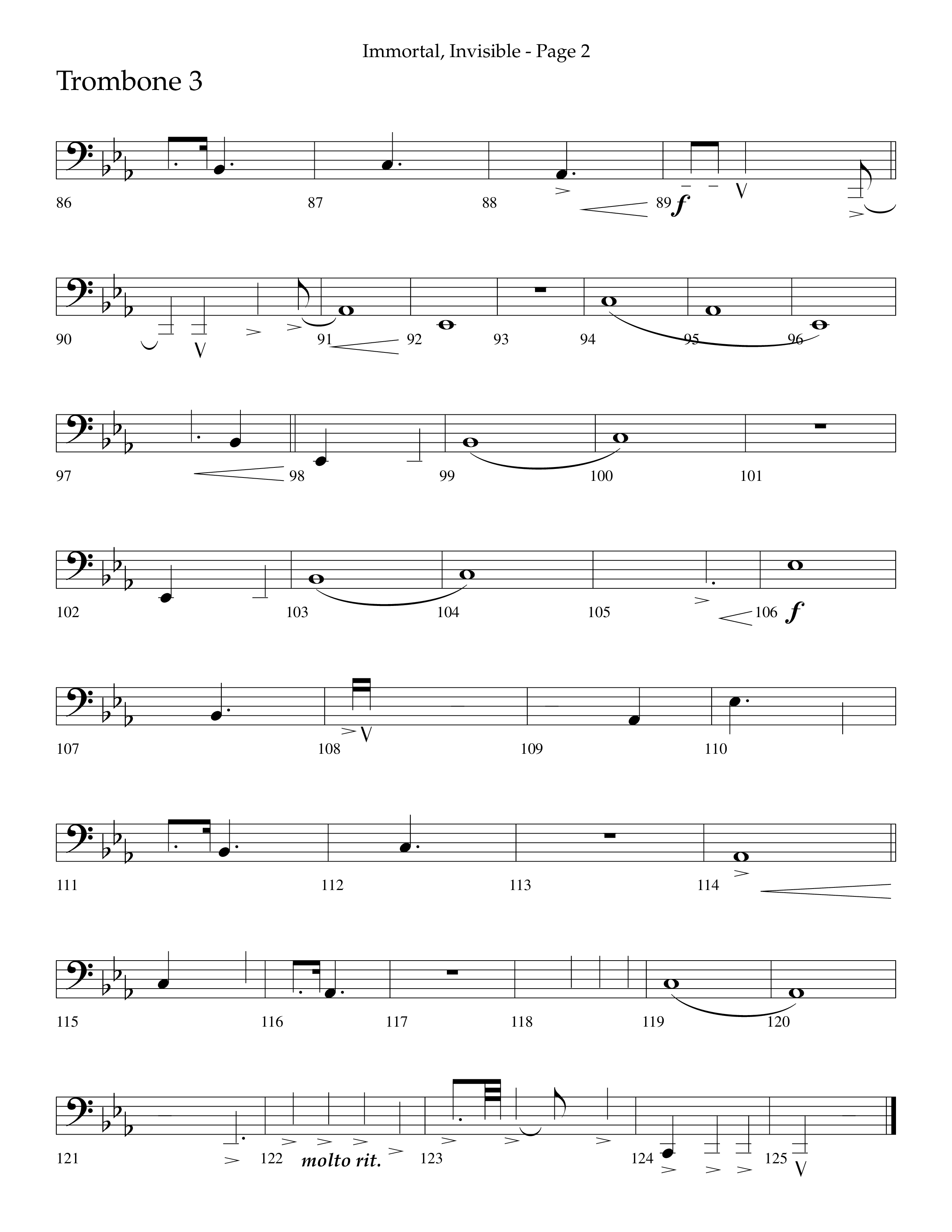 Immortal Invisible (Choral Anthem SATB) Trombone 3 (Lifeway Choral / Arr. Cliff Duren)