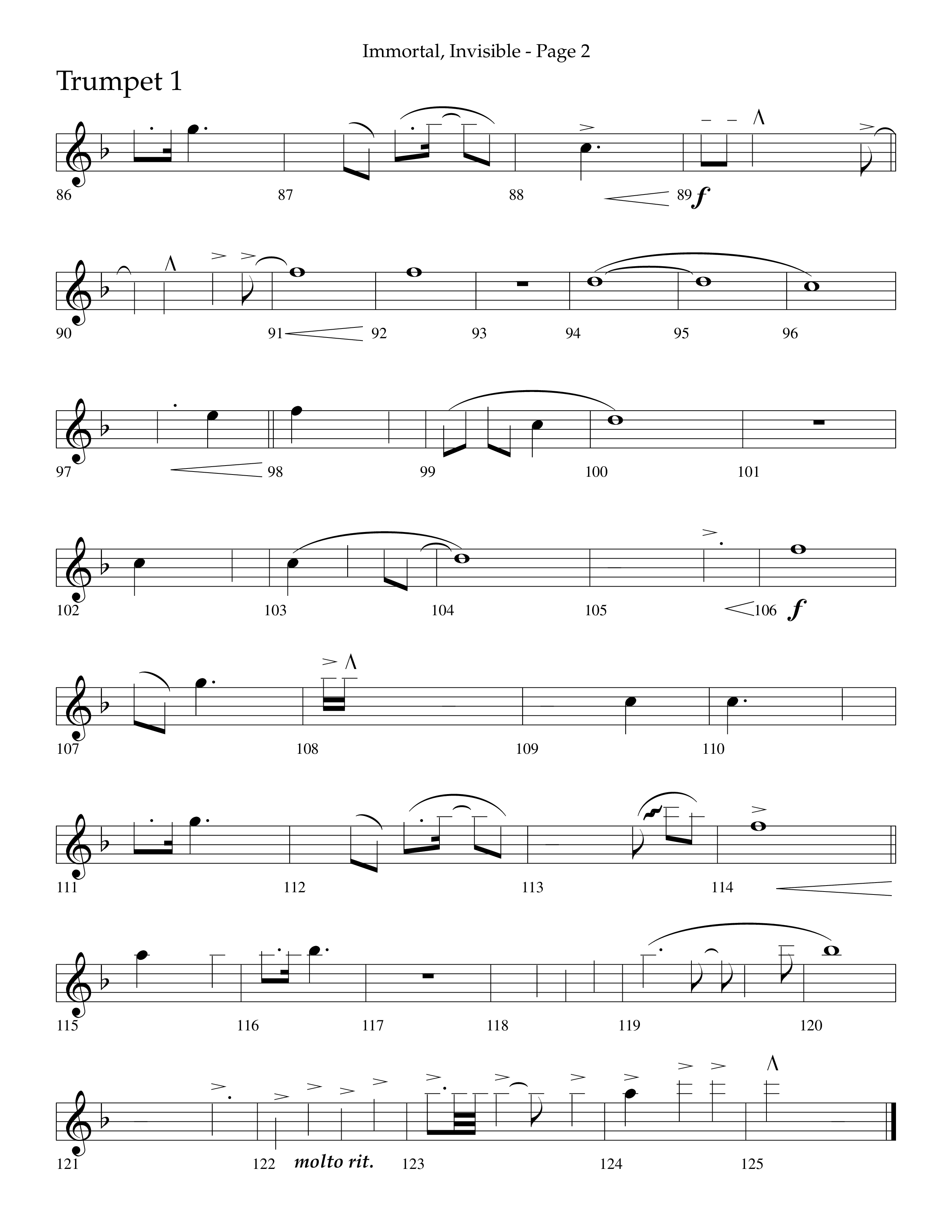 Immortal Invisible (Choral Anthem SATB) Trumpet 1 (Lifeway Choral / Arr. Cliff Duren)