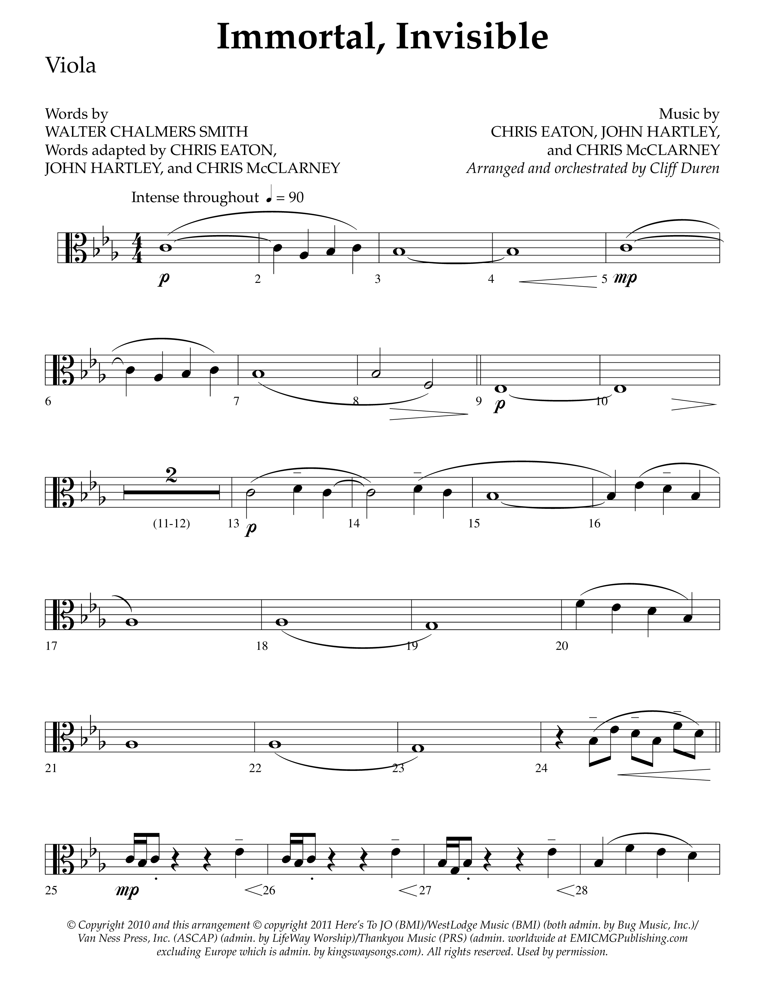 Immortal Invisible (Choral Anthem SATB) Viola (Lifeway Choral / Arr. Cliff Duren)