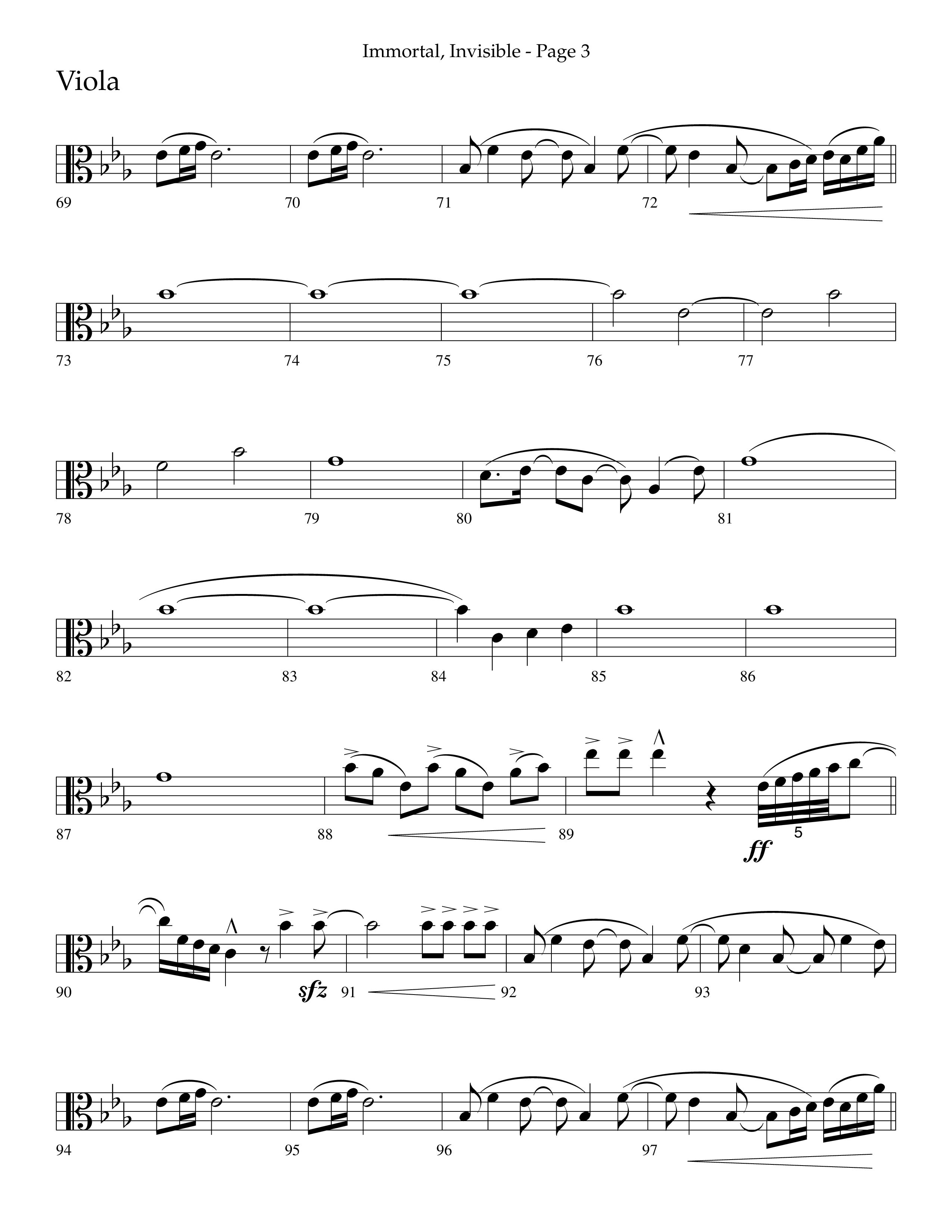Immortal Invisible (Choral Anthem SATB) Viola (Lifeway Choral / Arr. Cliff Duren)