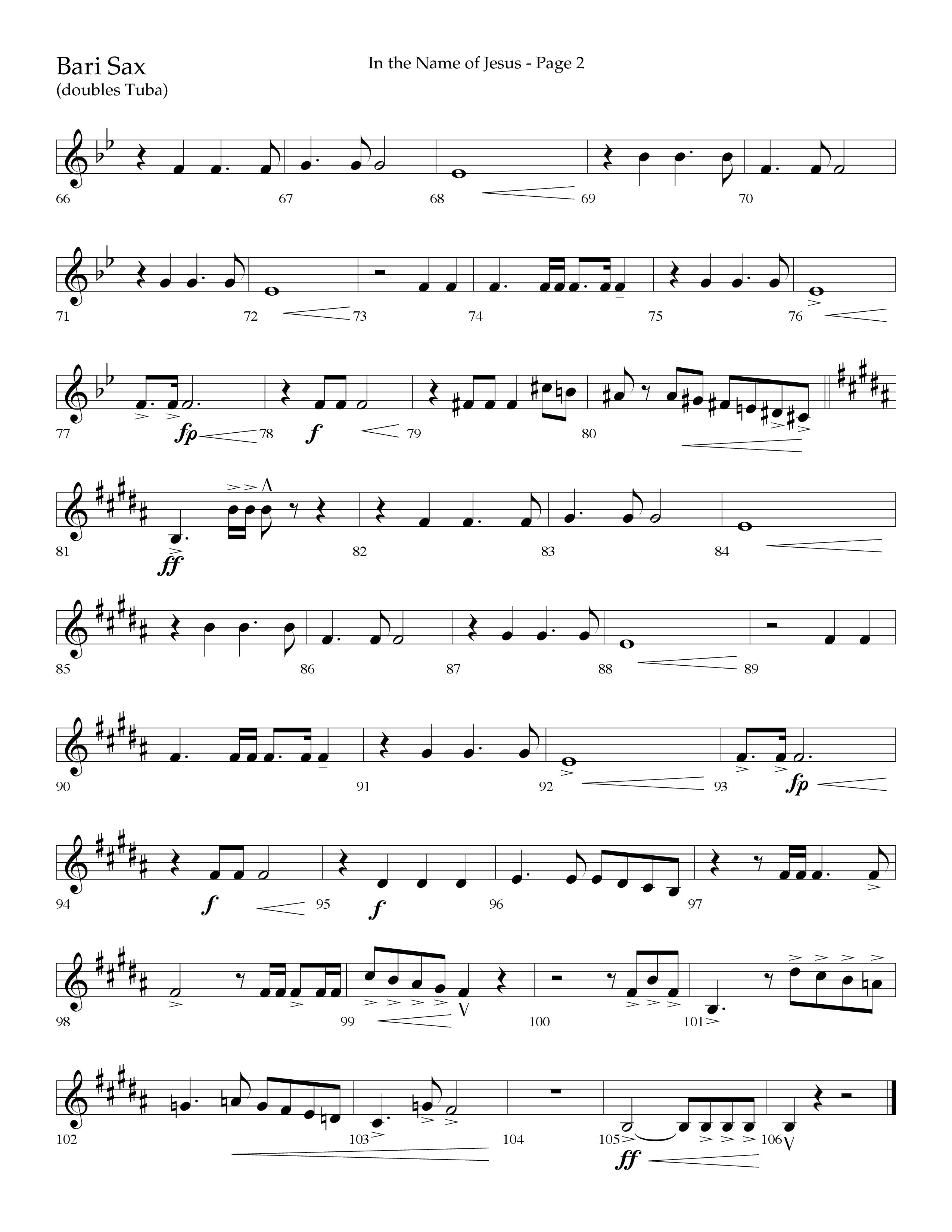 In The Name Of Jesus (Choral Anthem SATB) Bari Sax (Lifeway Choral / Arr. Jay Rouse)
