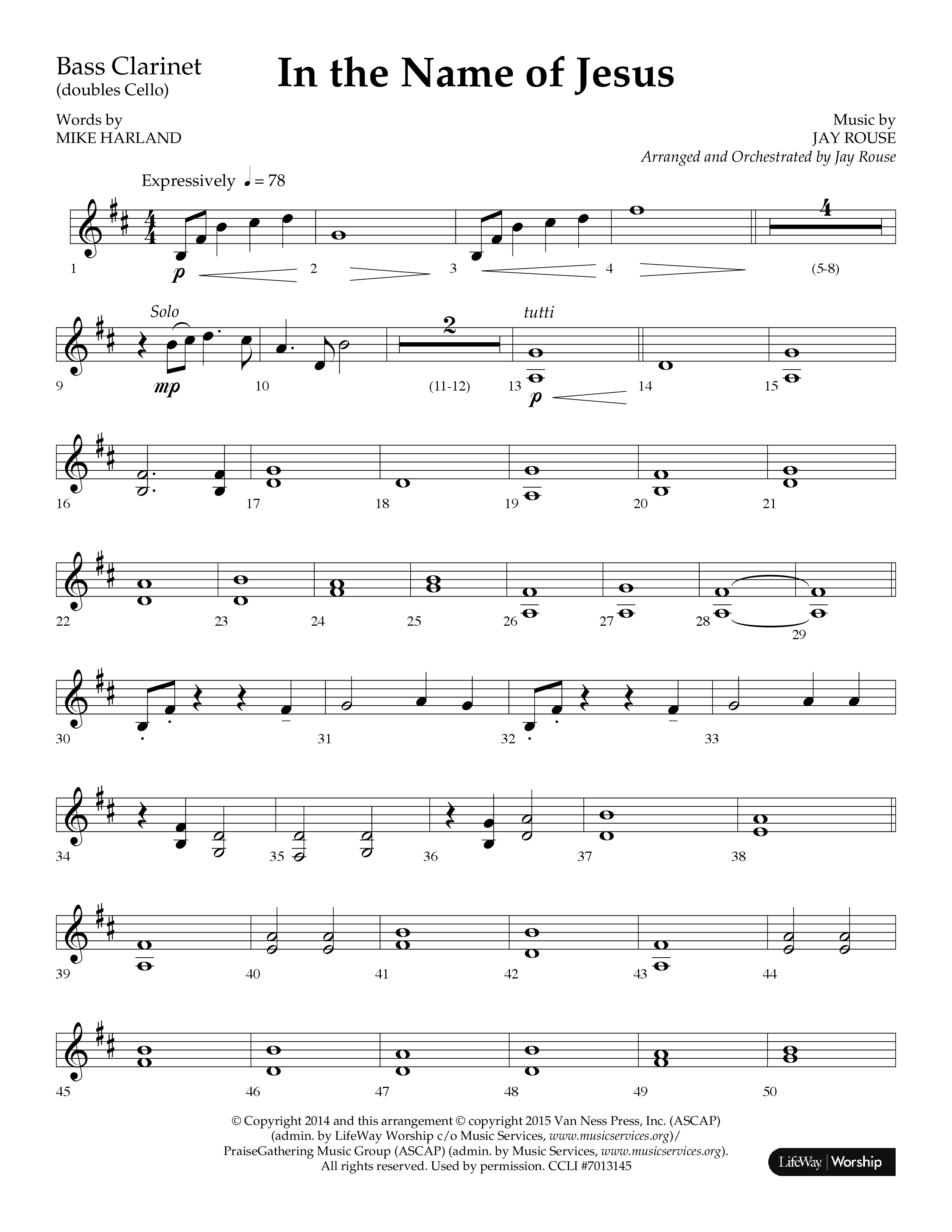 In The Name Of Jesus (Choral Anthem SATB) Bass Clarinet (Lifeway Choral / Arr. Jay Rouse)