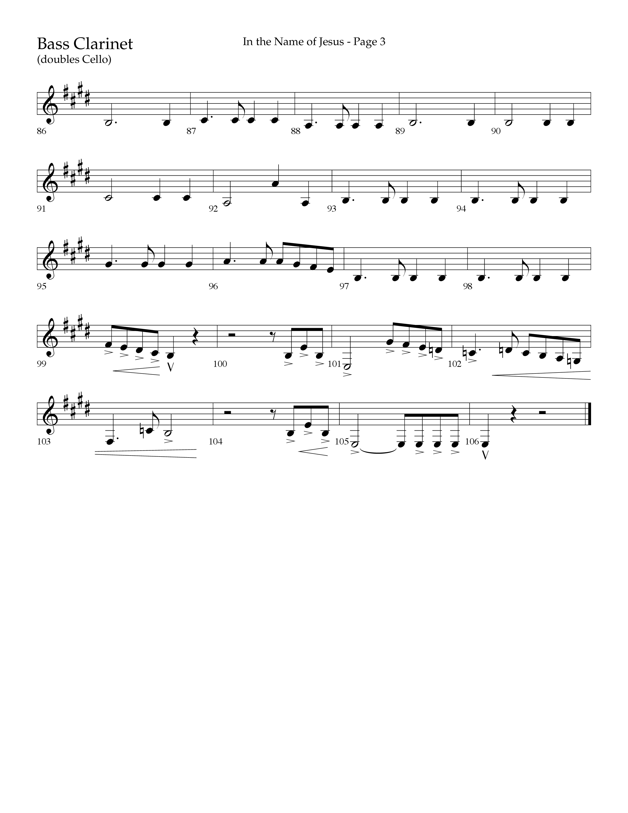 In The Name Of Jesus (Choral Anthem SATB) Bass Clarinet (Lifeway Choral / Arr. Jay Rouse)