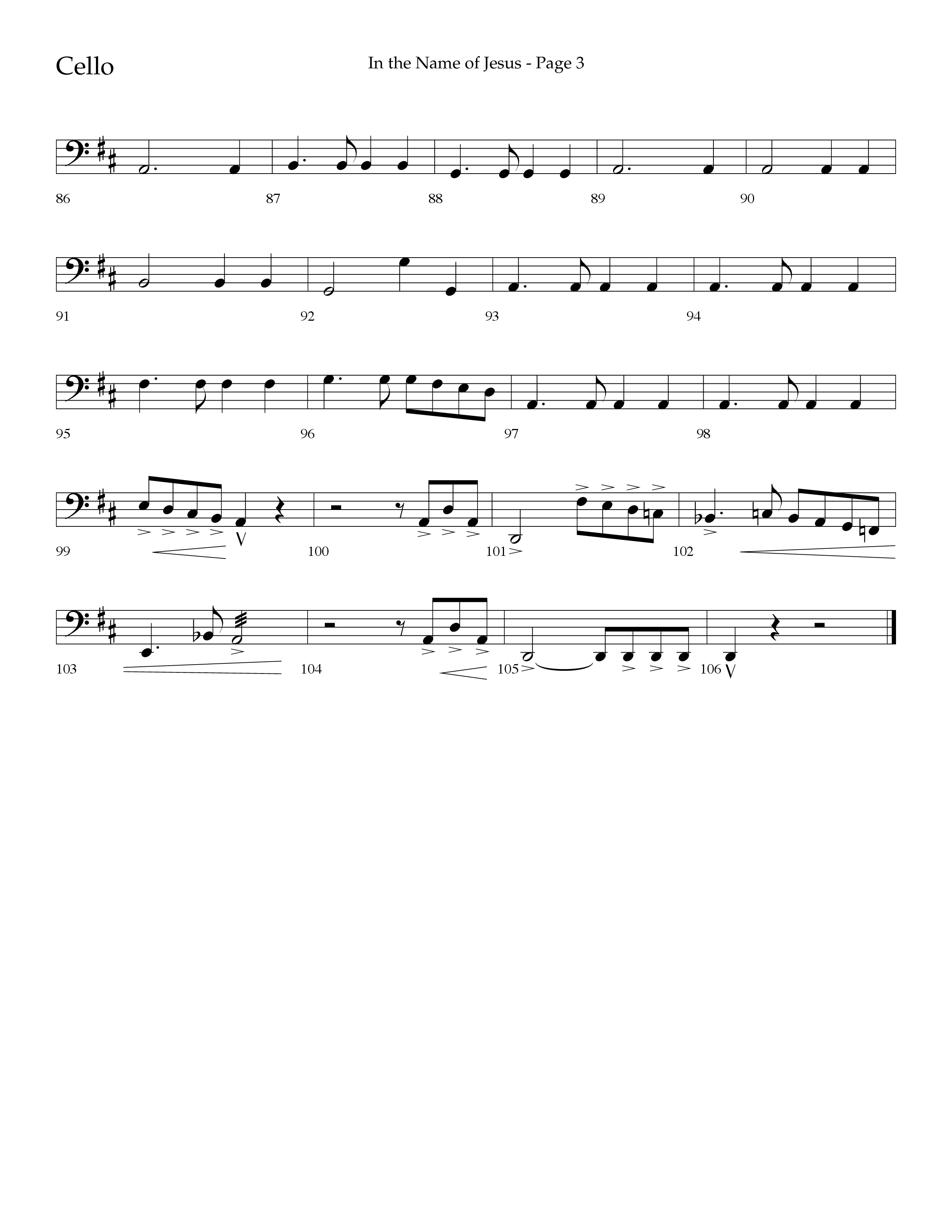 In The Name Of Jesus (Choral Anthem SATB) Cello (Lifeway Choral / Arr. Jay Rouse)