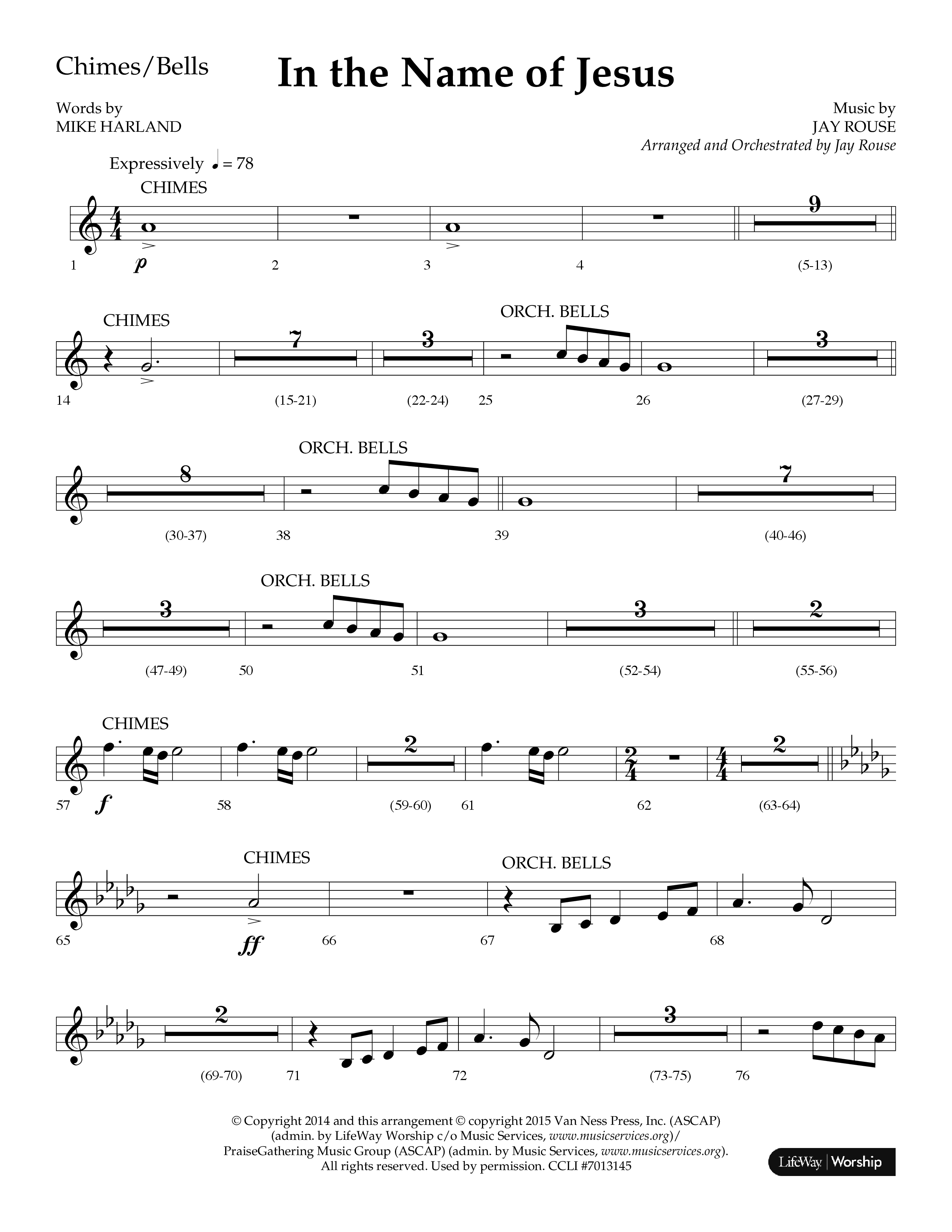 In The Name Of Jesus (Choral Anthem SATB) Chimes (Lifeway Choral / Arr. Jay Rouse)