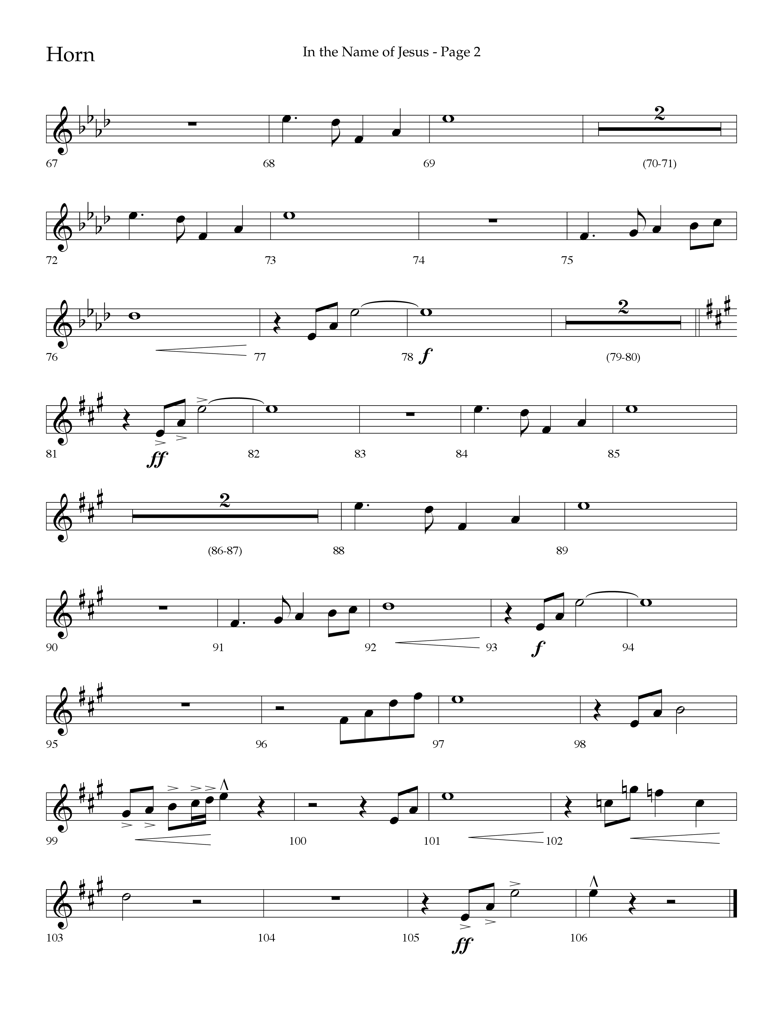 In The Name Of Jesus (Choral Anthem SATB) French Horn (Lifeway Choral / Arr. Jay Rouse)
