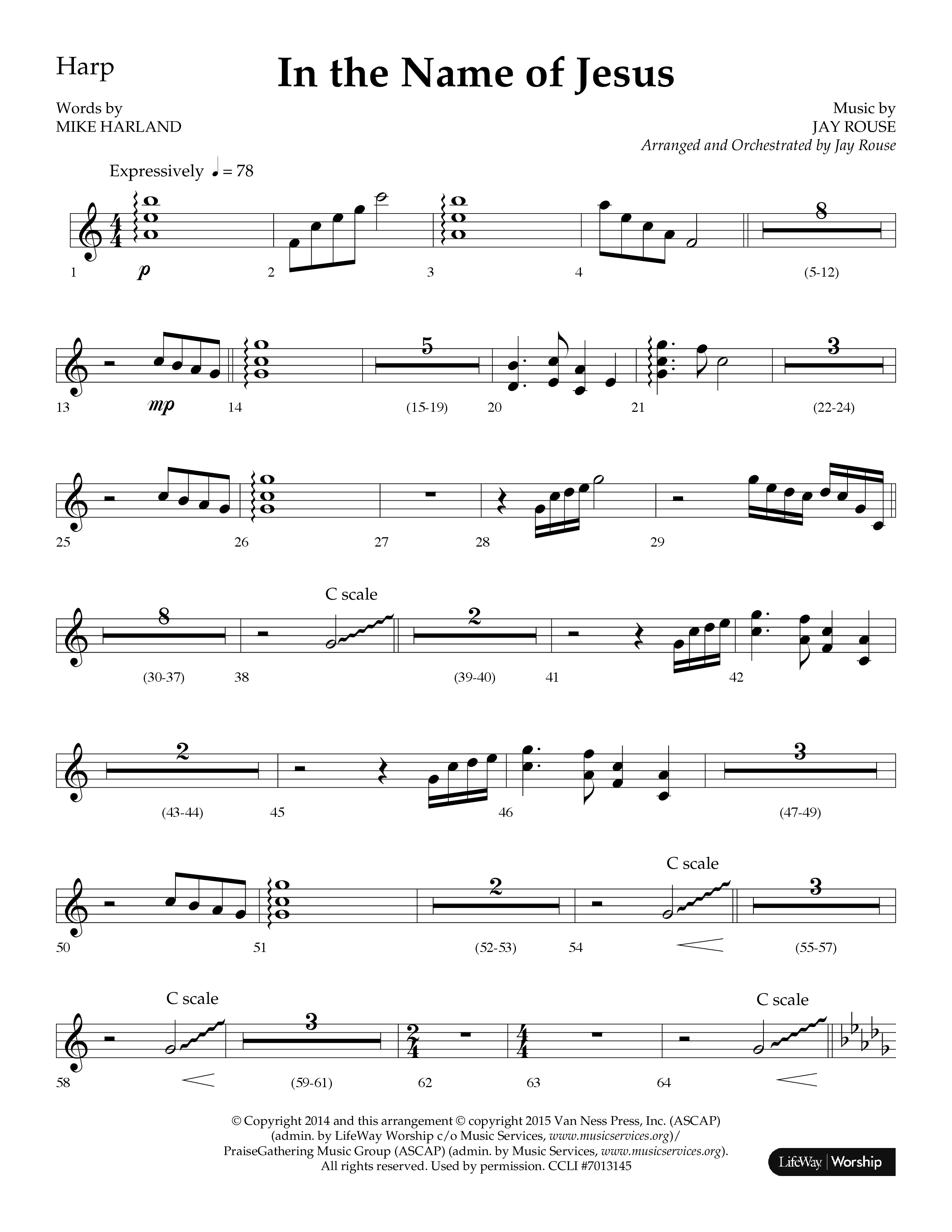 In The Name Of Jesus (Choral Anthem SATB) Harp (Lifeway Choral / Arr. Jay Rouse)
