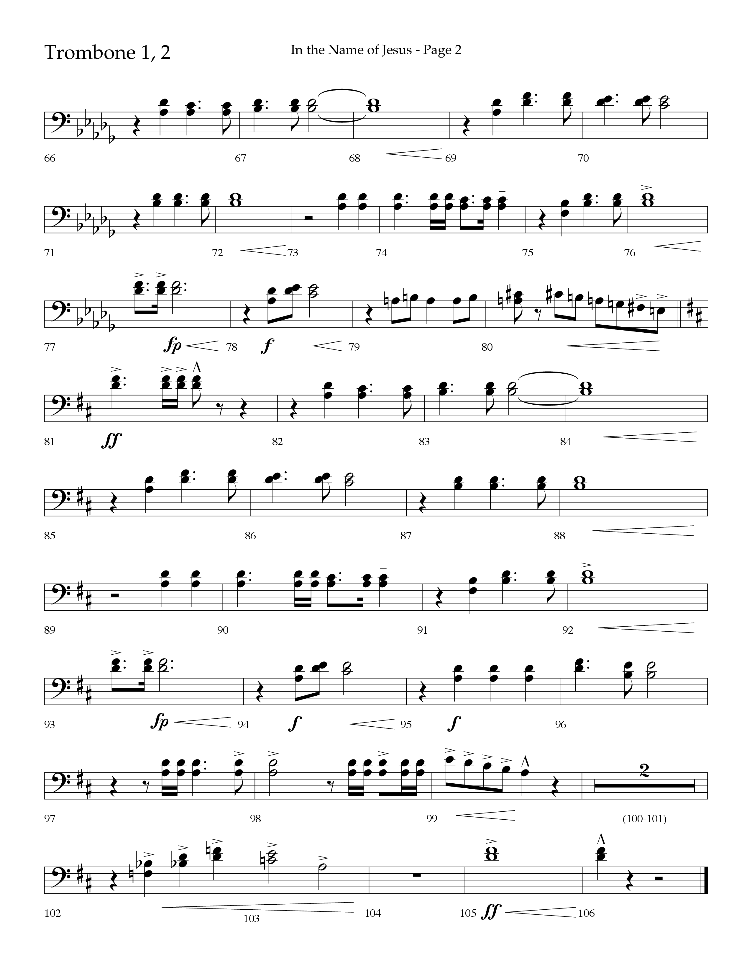 In The Name Of Jesus (Choral Anthem SATB) Trombone 1/2 (Lifeway Choral / Arr. Jay Rouse)