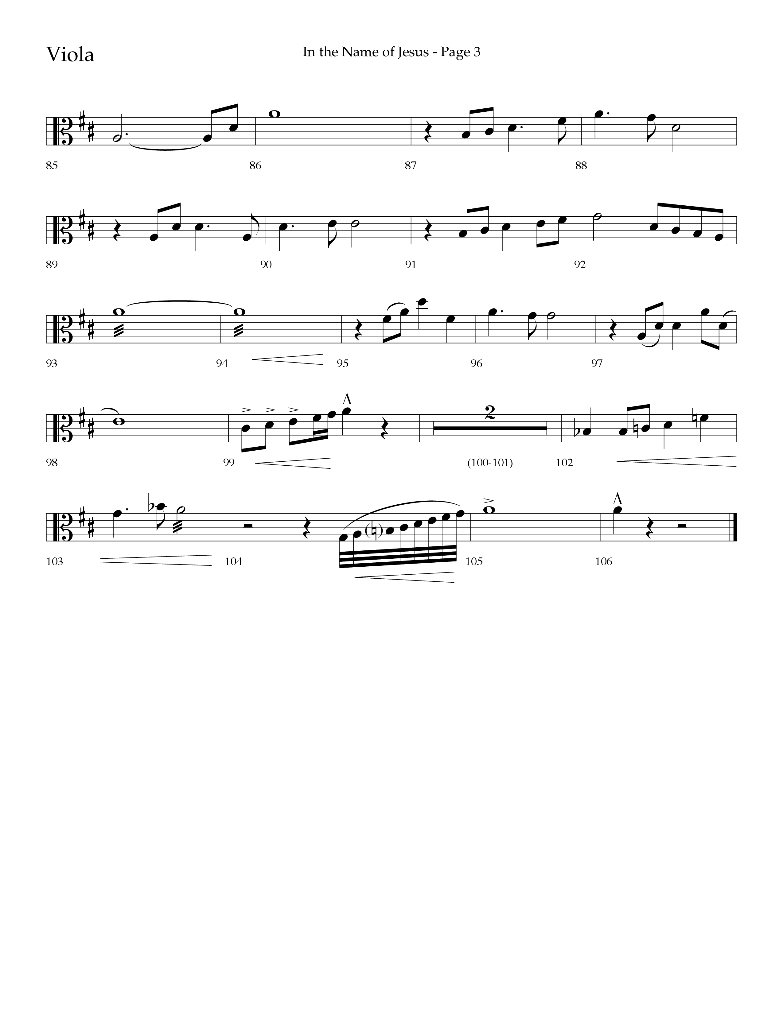In The Name Of Jesus (Choral Anthem SATB) Viola (Lifeway Choral / Arr. Jay Rouse)