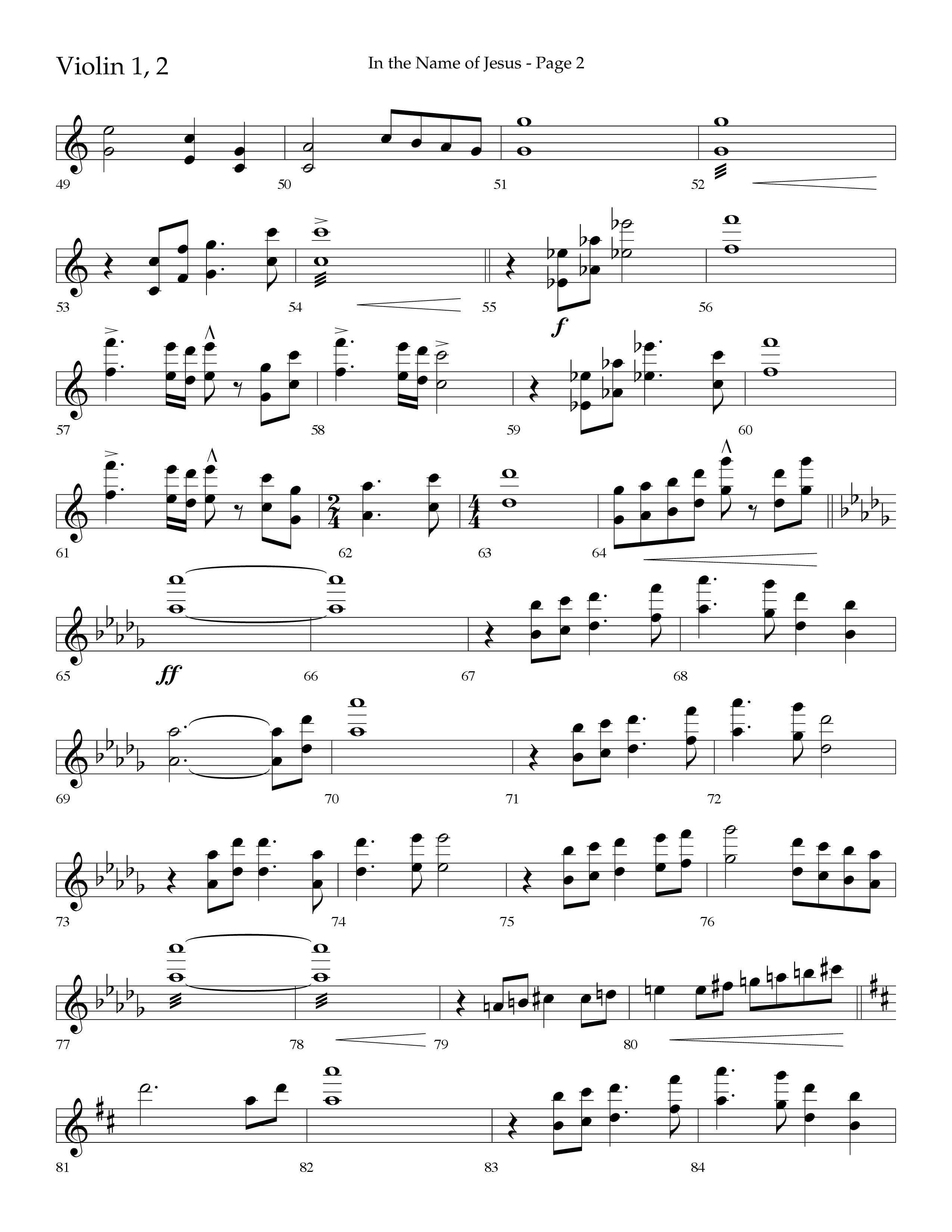 In The Name Of Jesus (Choral Anthem SATB) Violin 1/2 (Lifeway Choral / Arr. Jay Rouse)