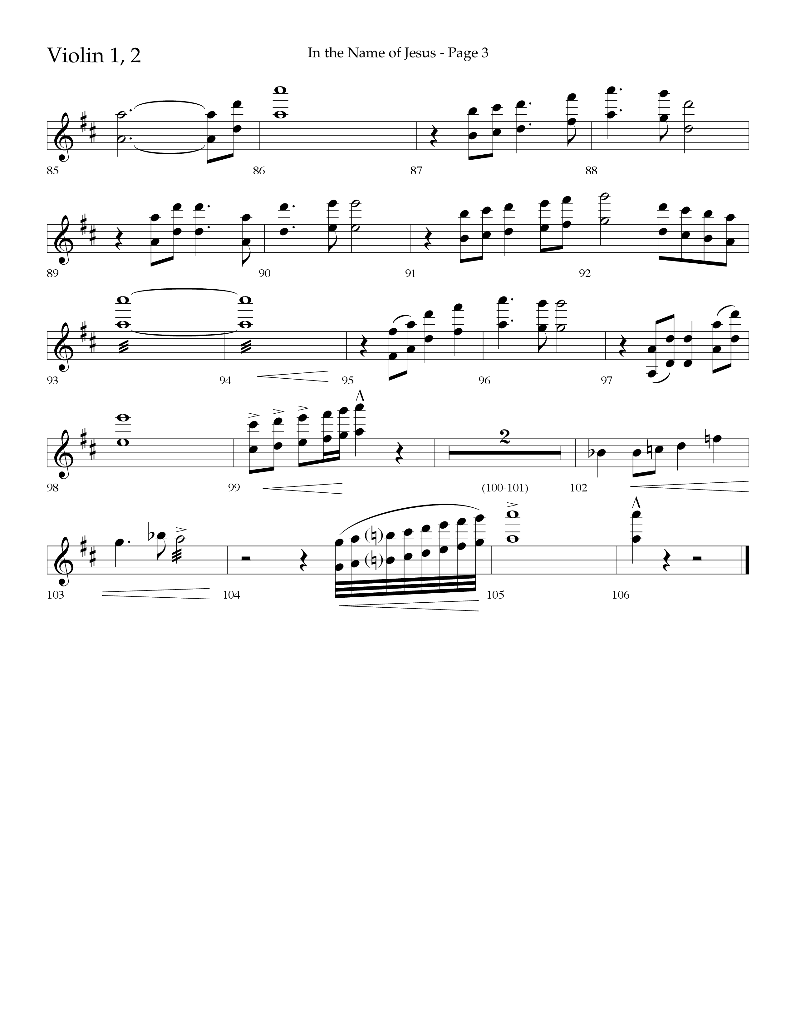 In The Name Of Jesus (Choral Anthem SATB) Violin 1/2 (Lifeway Choral / Arr. Jay Rouse)