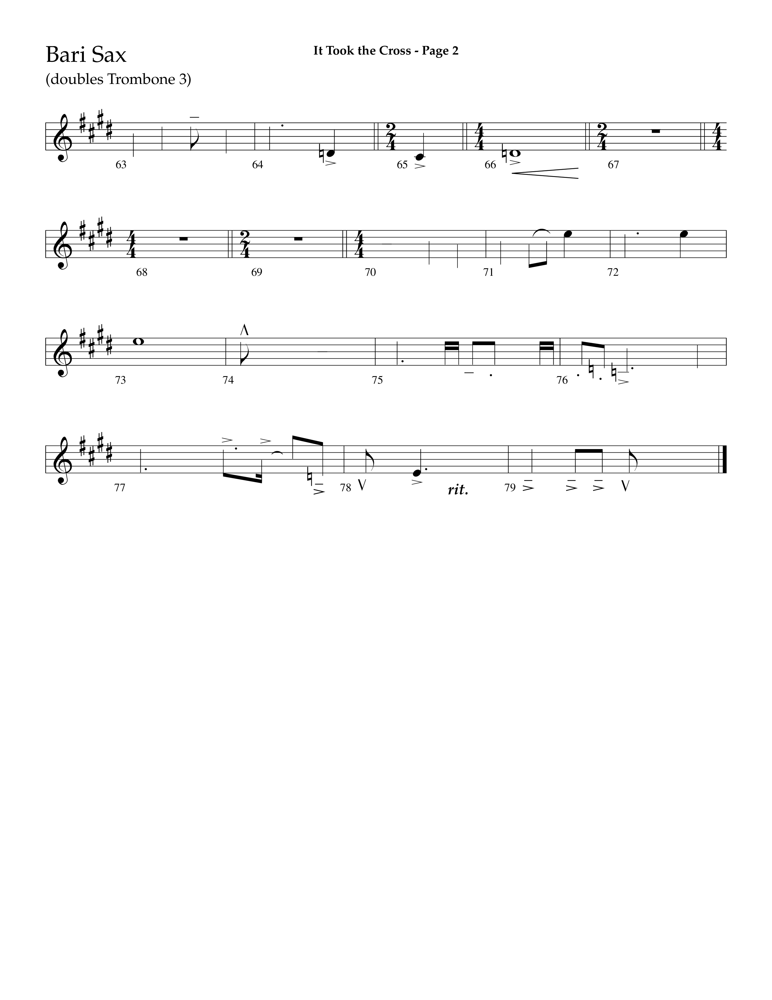 It Took The Cross (with The Old Rugged Cross) (Choral Anthem SATB) Bari Sax (Lifeway Choral / Arr. Dave Williamson)