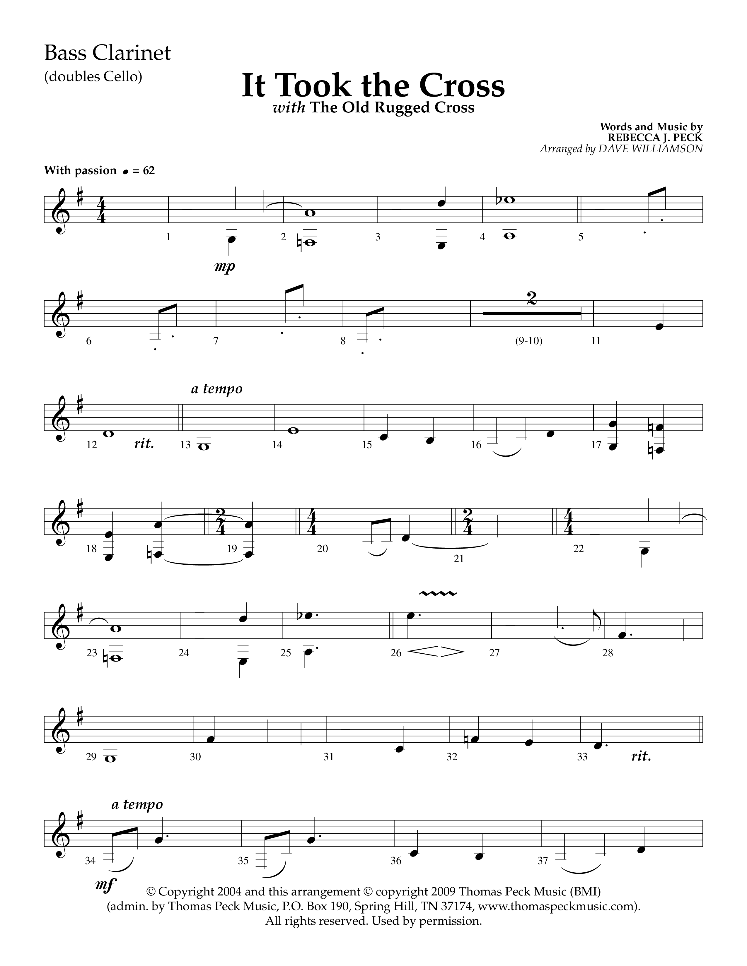 It Took The Cross (with The Old Rugged Cross) (Choral Anthem SATB) Bass Clarinet (Lifeway Choral / Arr. Dave Williamson)