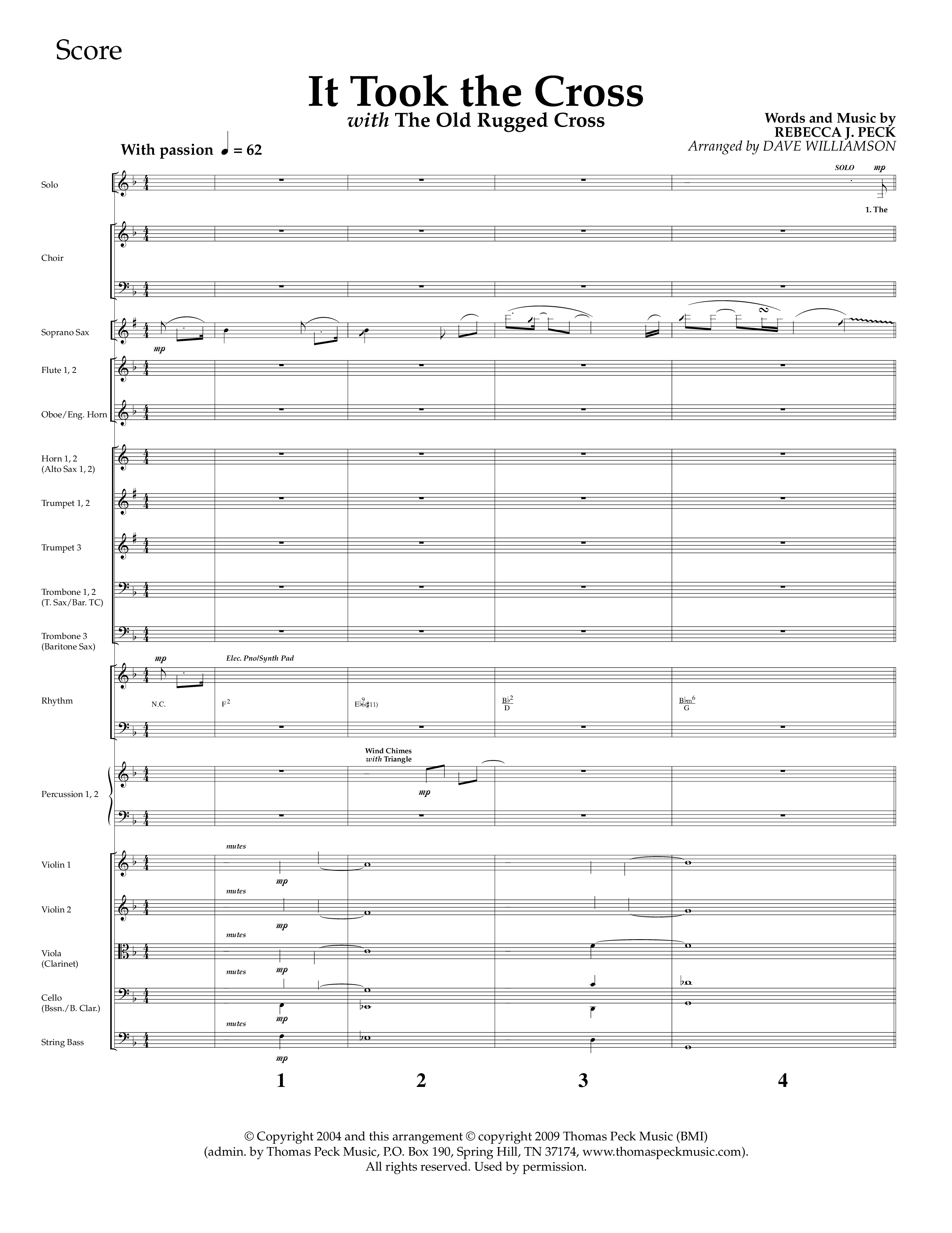 It Took The Cross (with The Old Rugged Cross) (Choral Anthem SATB) Orchestration (Lifeway Choral / Arr. Dave Williamson)