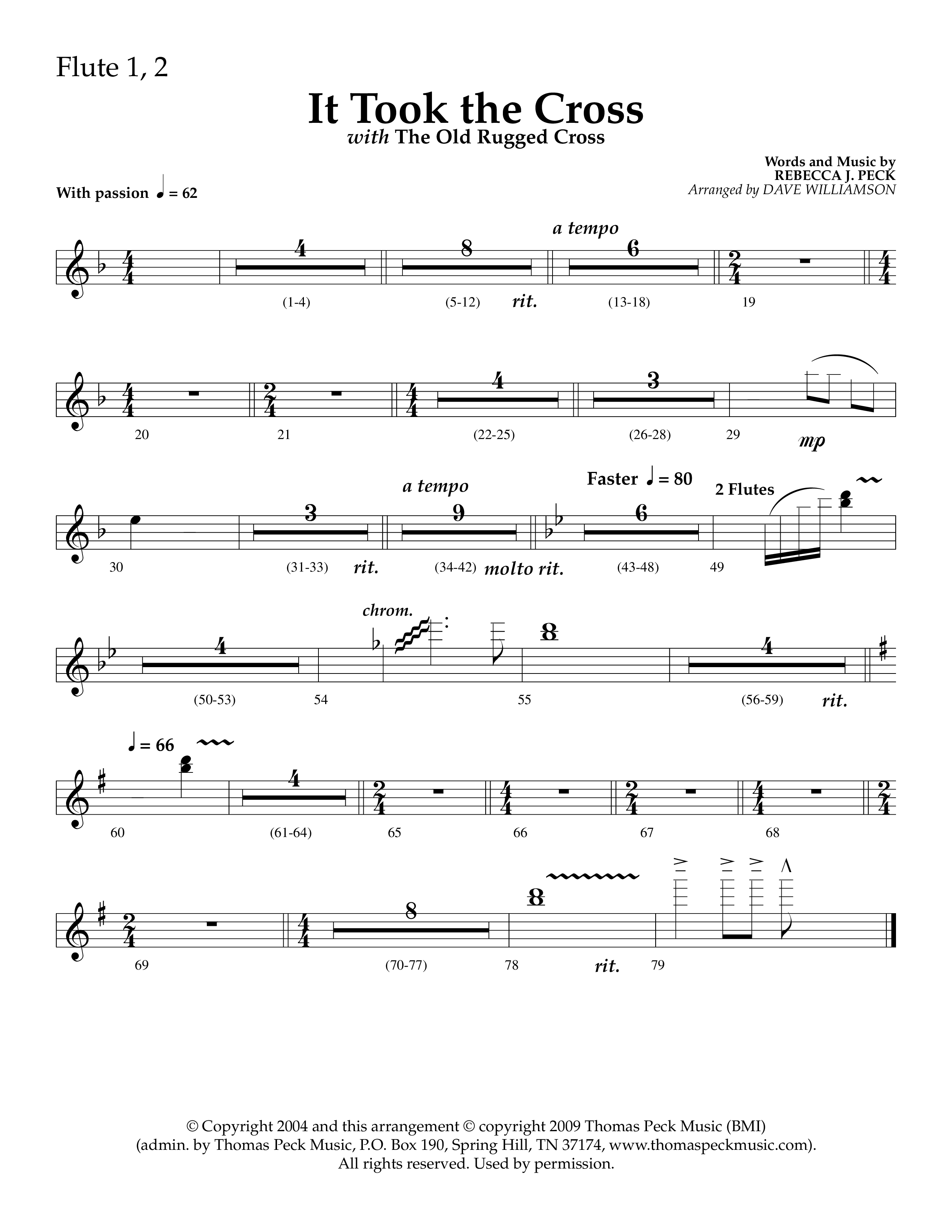 It Took The Cross (with The Old Rugged Cross) (Choral Anthem SATB) Flute 1/2 (Lifeway Choral / Arr. Dave Williamson)